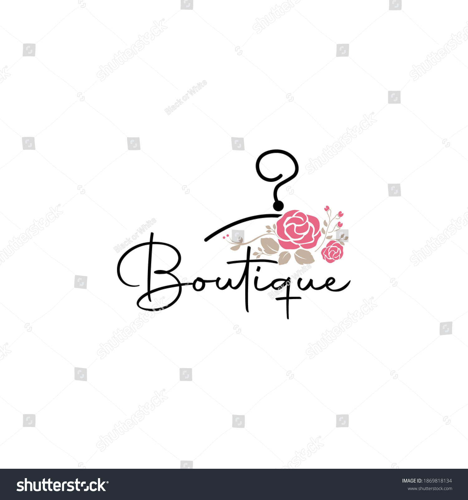 Coat Hanger Concept Flowers Boutique Logo Stock Vector (royalty Free 