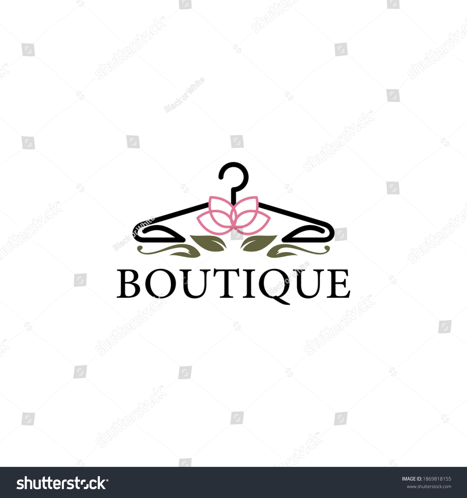 Coat Hanger Concept Flowers Boutique Logo Stock Vector (Royalty Free ...