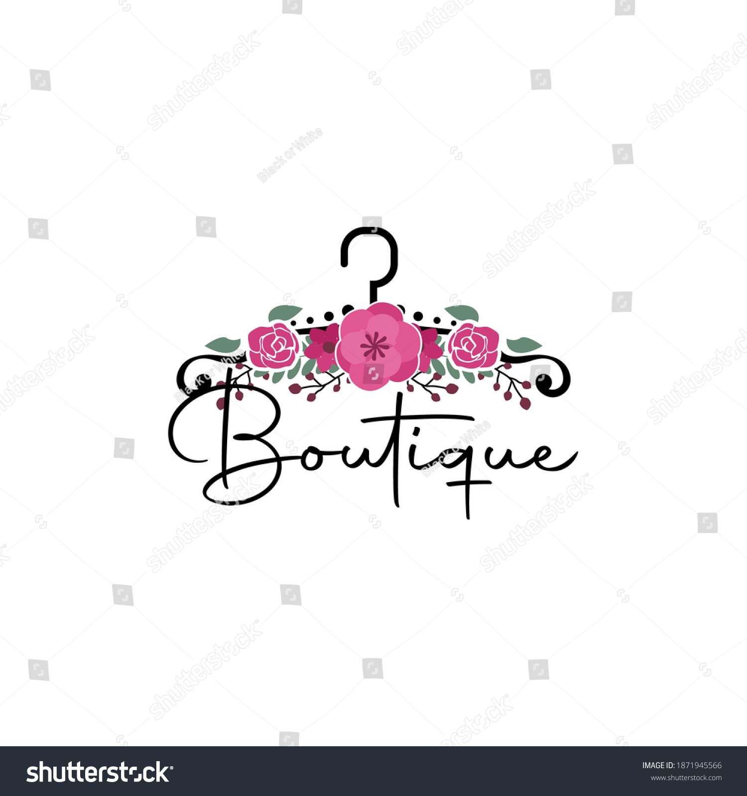 Coat Hanger Concept Flowers Boutique Logo Stock Vector (Royalty Free ...