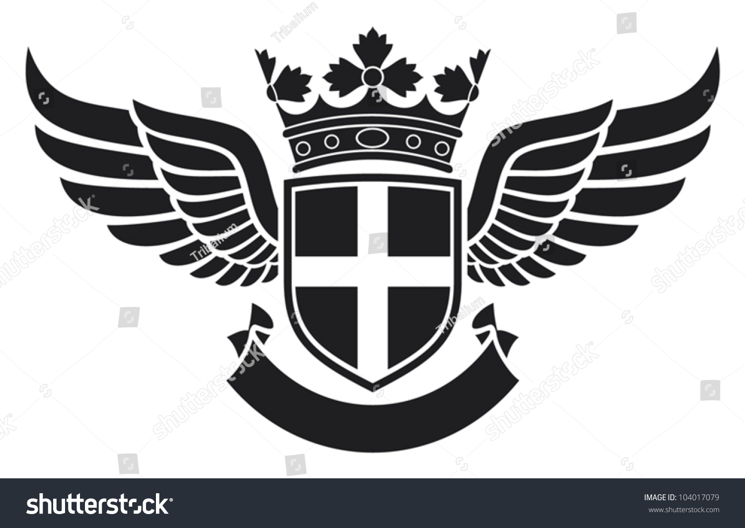 Coat Of Arms - Shield, Crown And Wings Tattoo (Tattoo Design, Cross ...