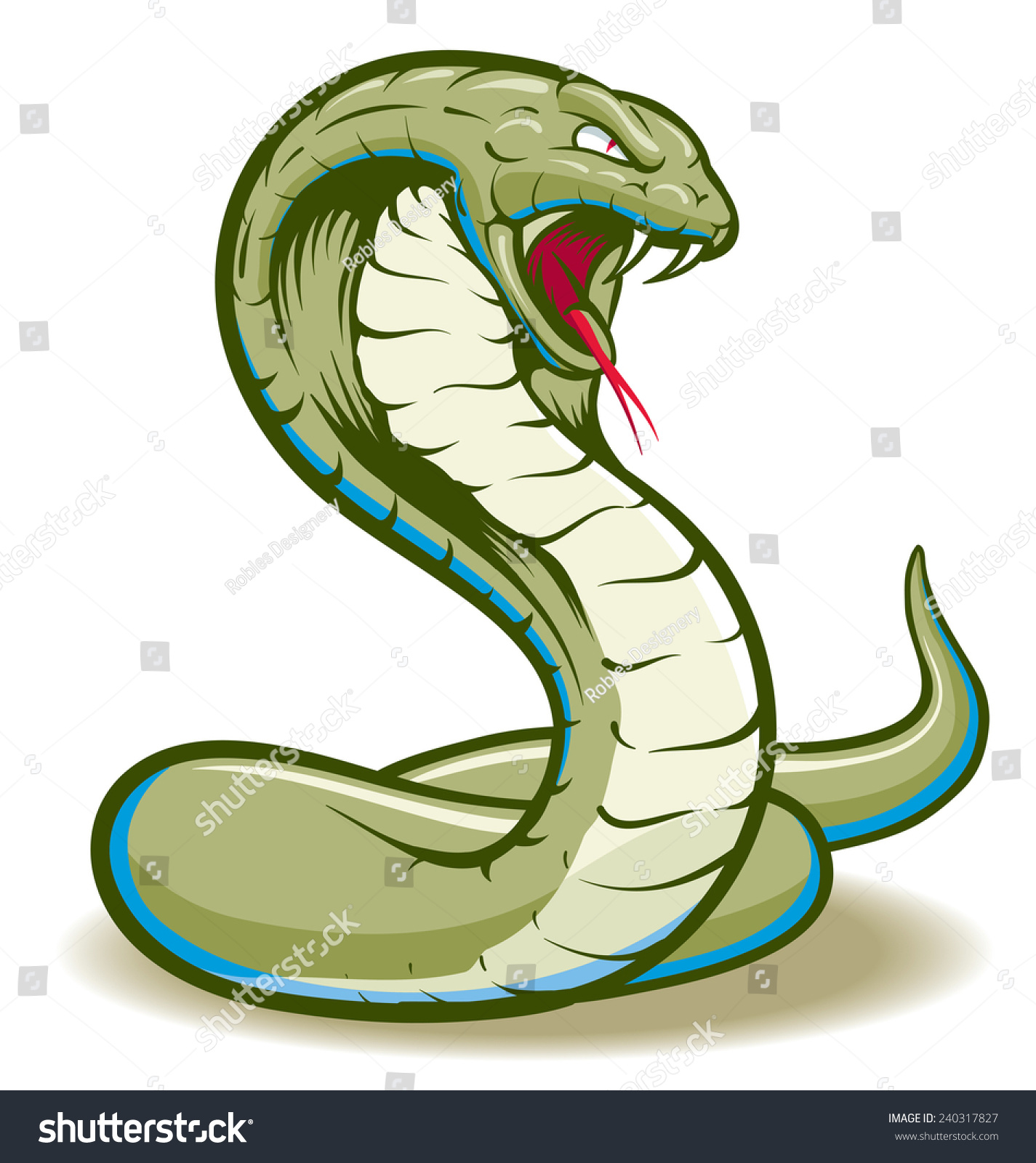 SVG of Cobra Snake curled and ready to strike showing fangs and tongue svg