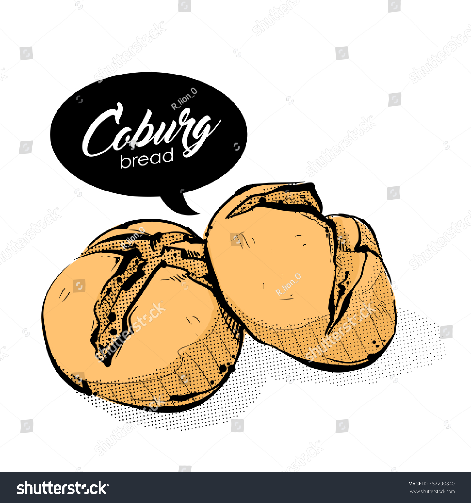 Coburg Bread Drawing Sketch Style Vector Stock Vector (Royalty Free ...