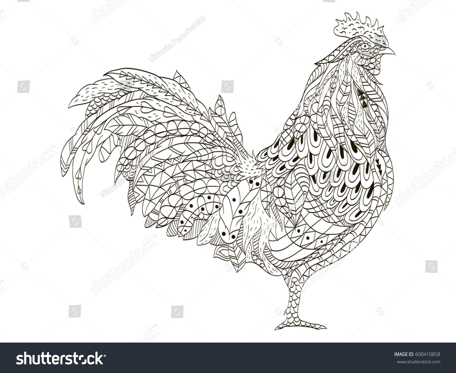 Download Cock Coloring Book Adults Vector Illustration Stock Vector ...