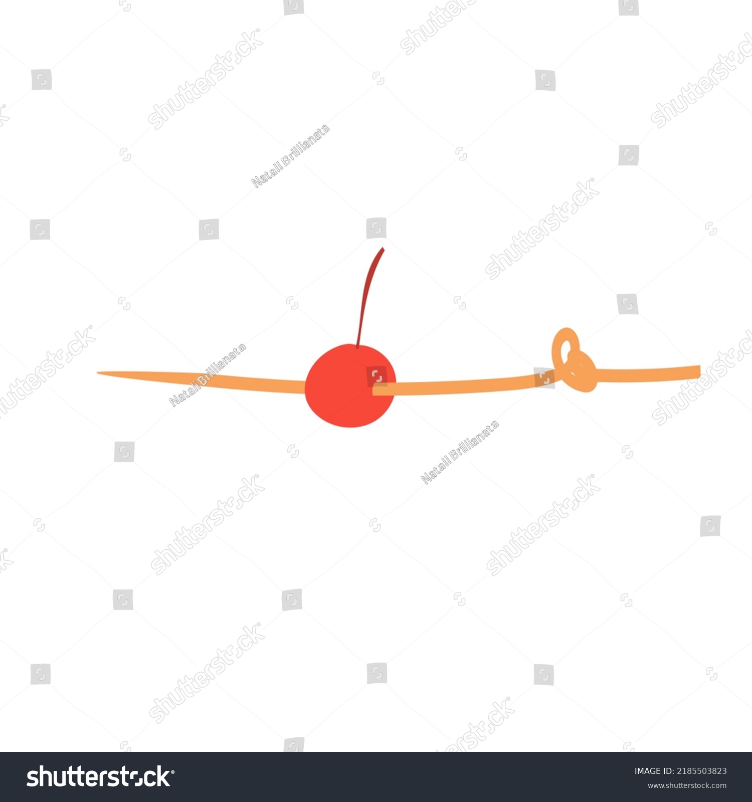 SVG of Cocktail skewer or cocktail stick isolated illustration. Sugar cherry on a skewer icon on white svg