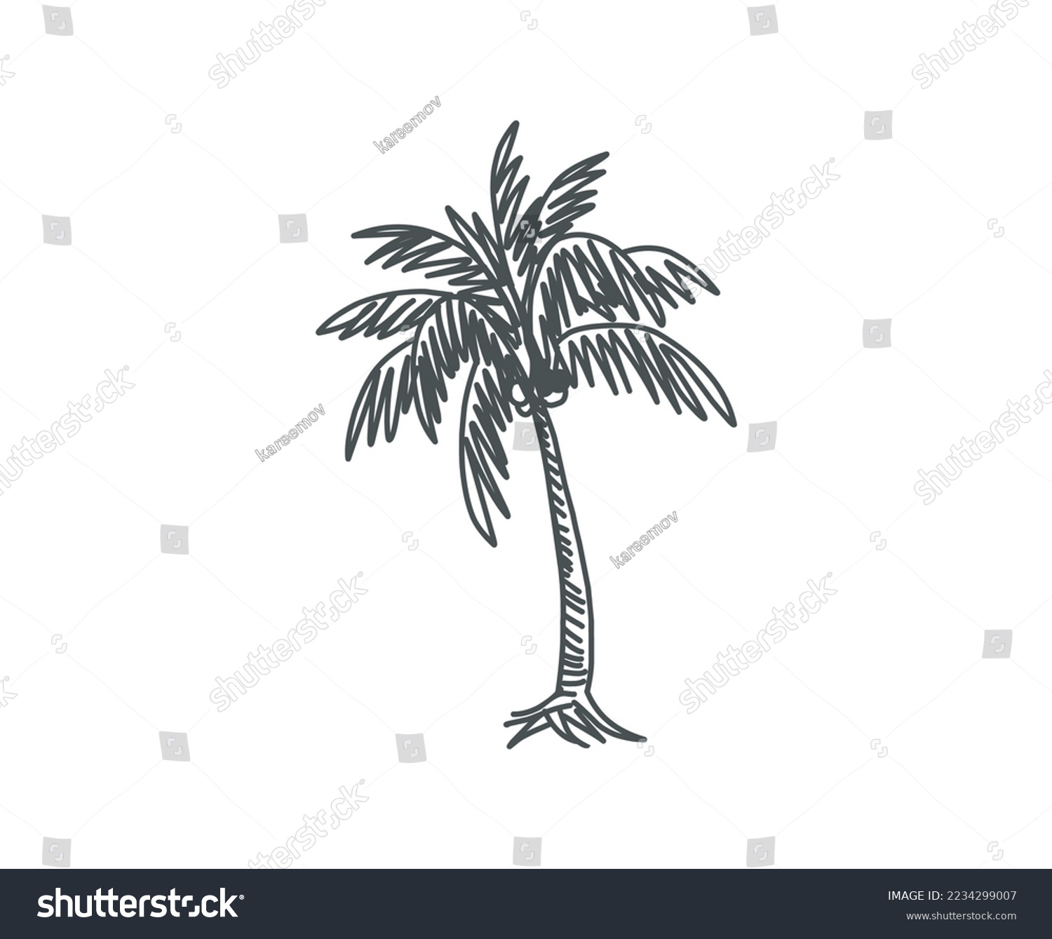 SVG of Coco palm, retro hand drawn vector illustration svg