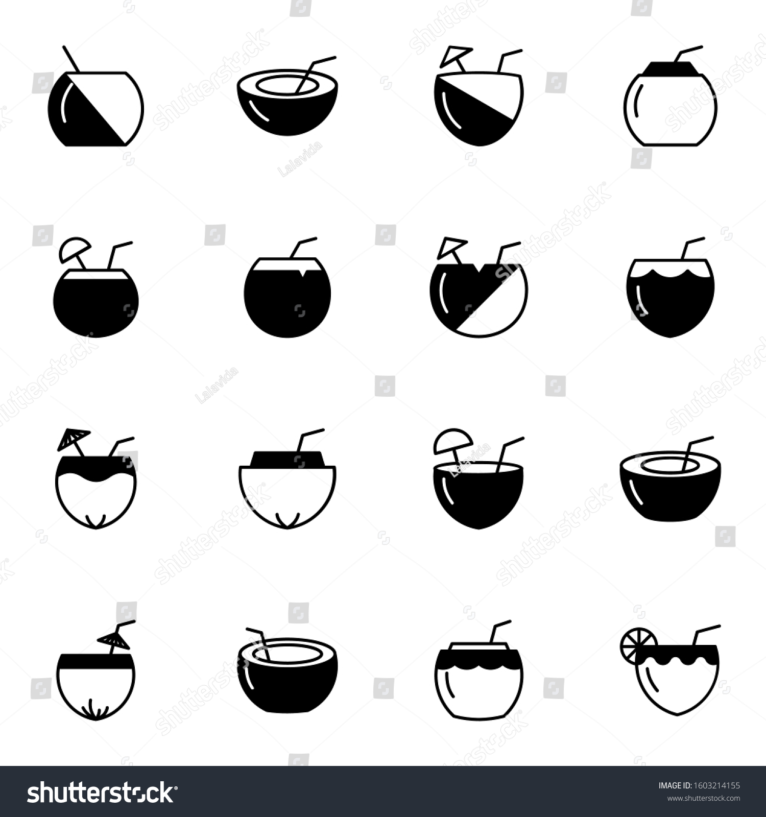 coconut drink icon set simple coconut stock vector royalty free 1603214155 shutterstock