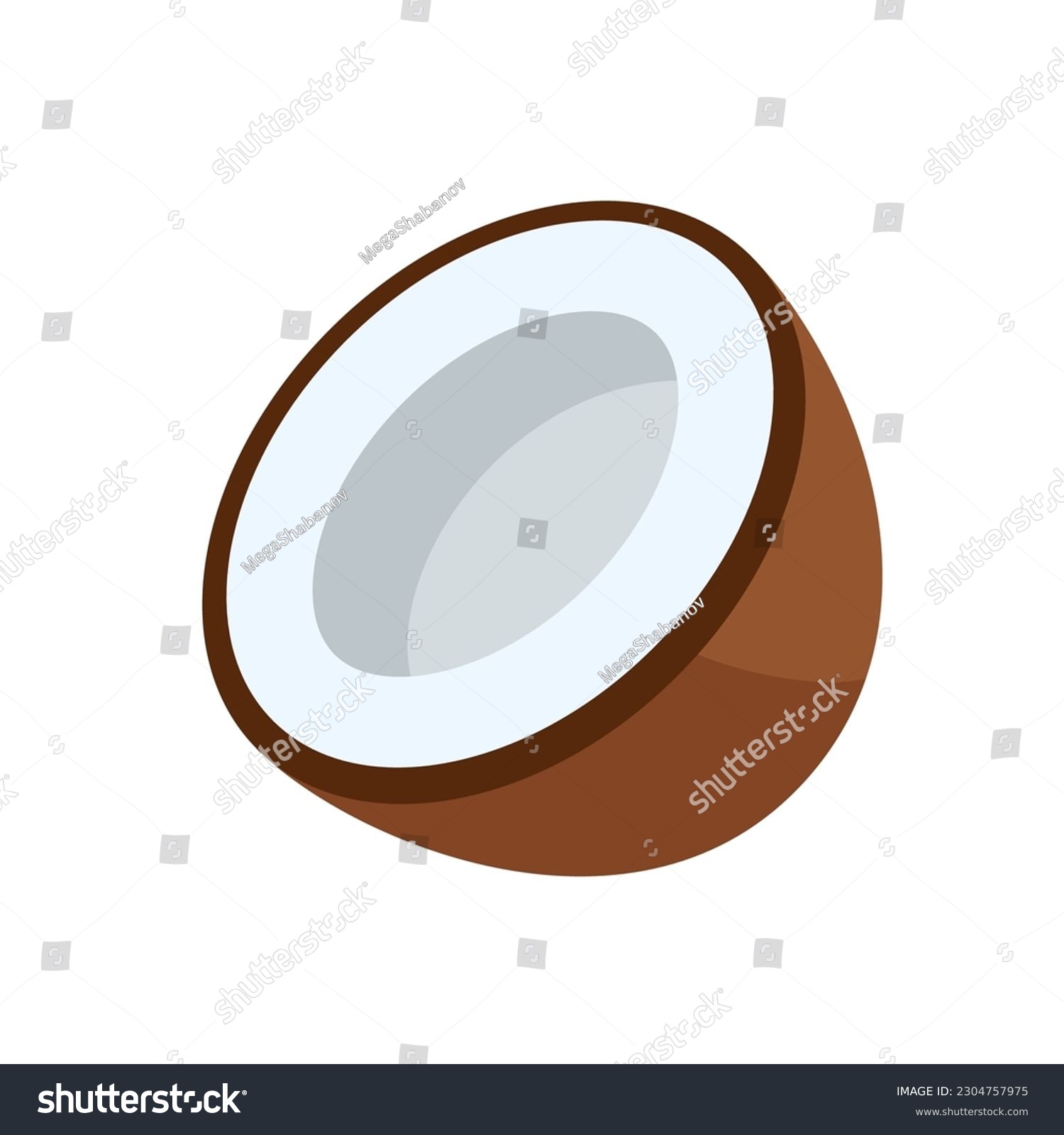 SVG of Coconut icon isolated on white background. Cartoon style. Vector illustration svg