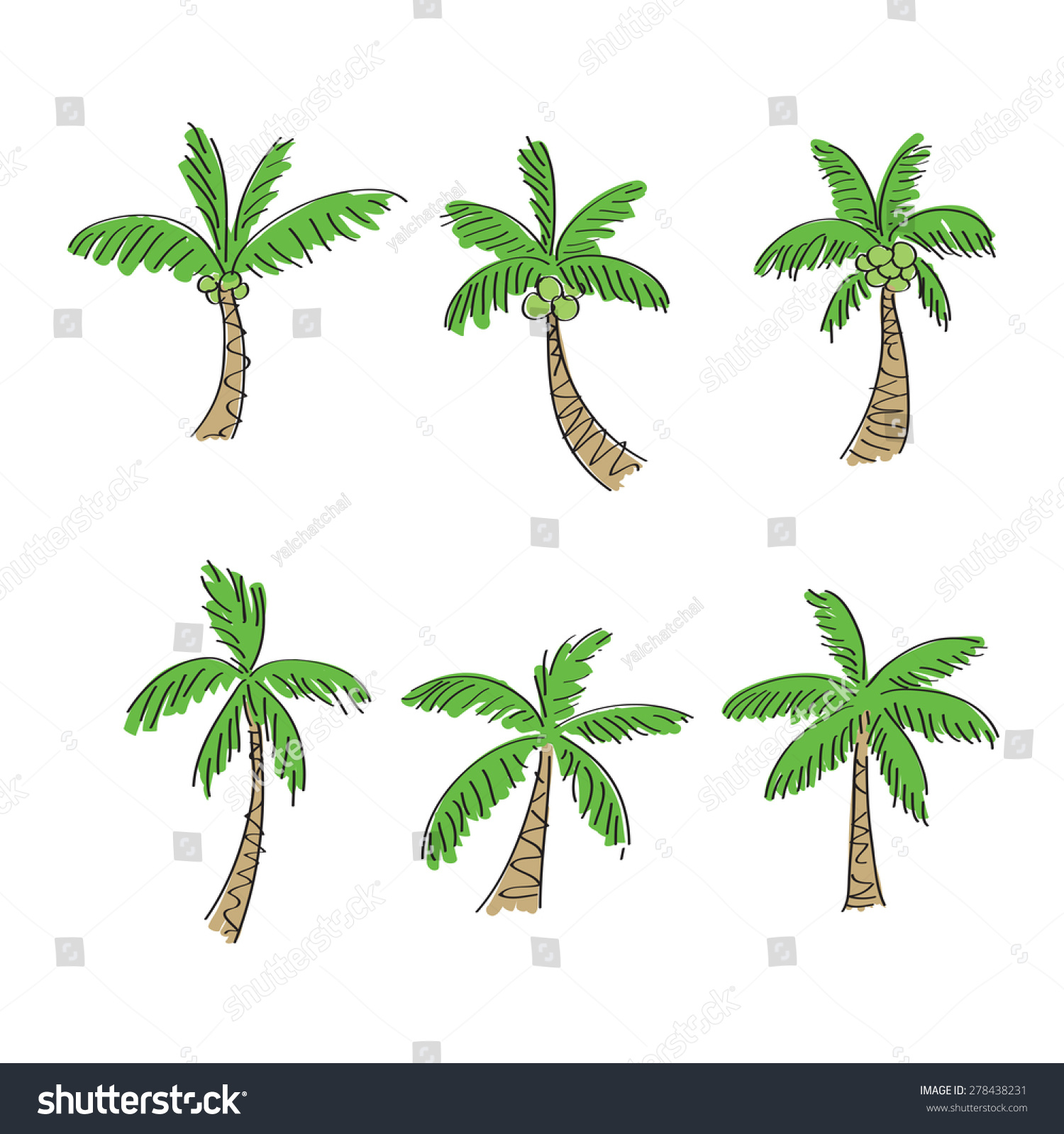 Coconut Tree Cartoon Style, Vector - 278438231 : Shutterstock