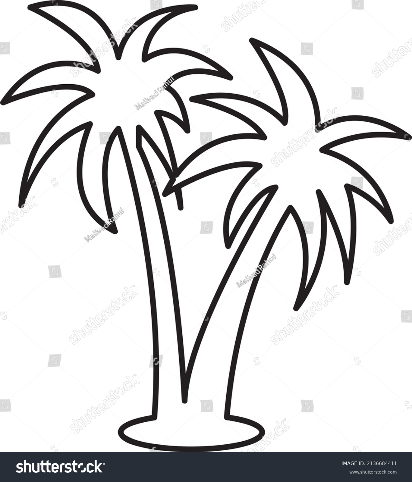 Coconut Tree Palm Line Art Vector Stock Vector (Royalty Free ...