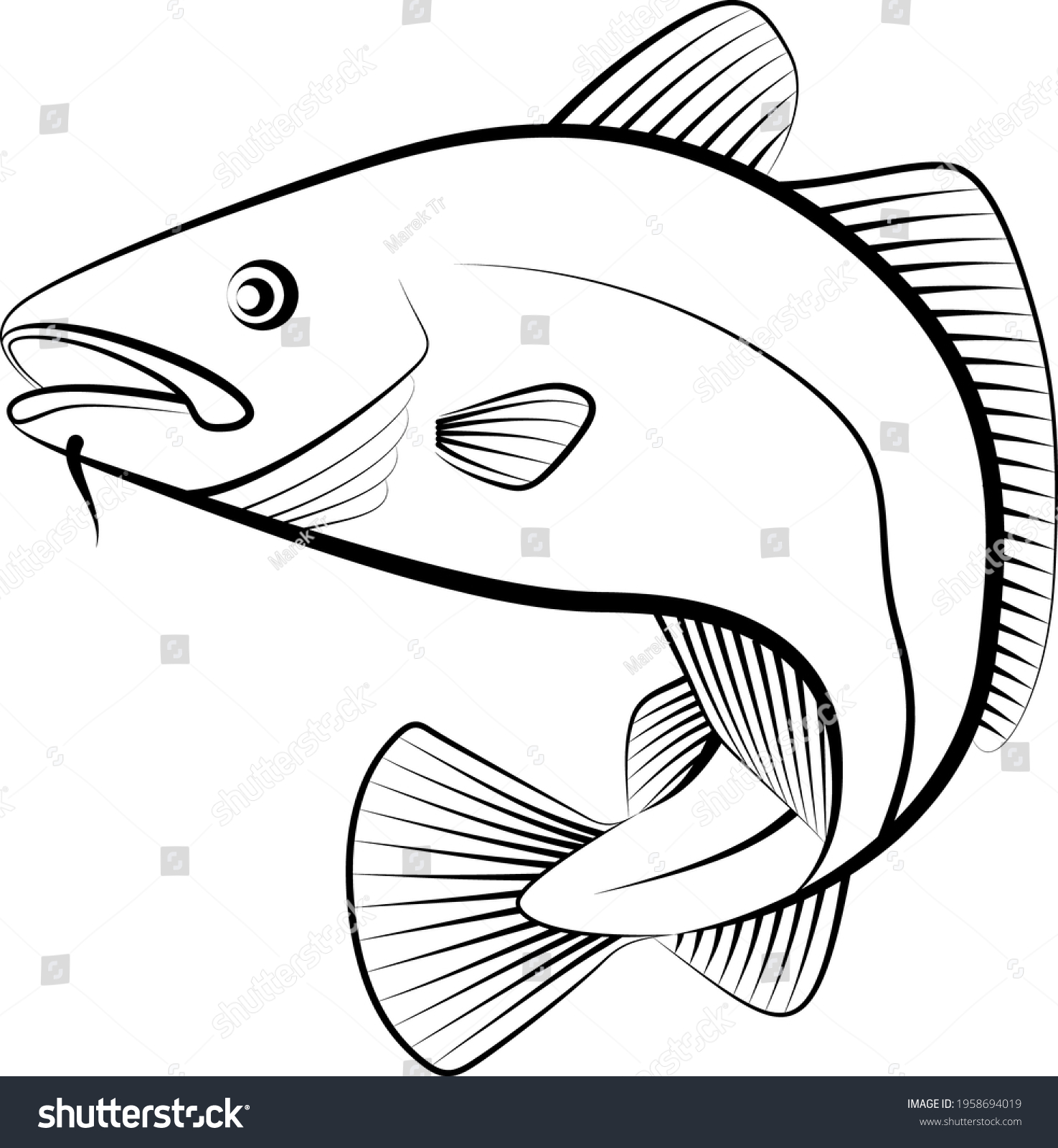 Cod Fish Clip Art Illustration: เวกเตอร์สต็อก (ปลอดค่าลิขสิทธิ์) 1958694019