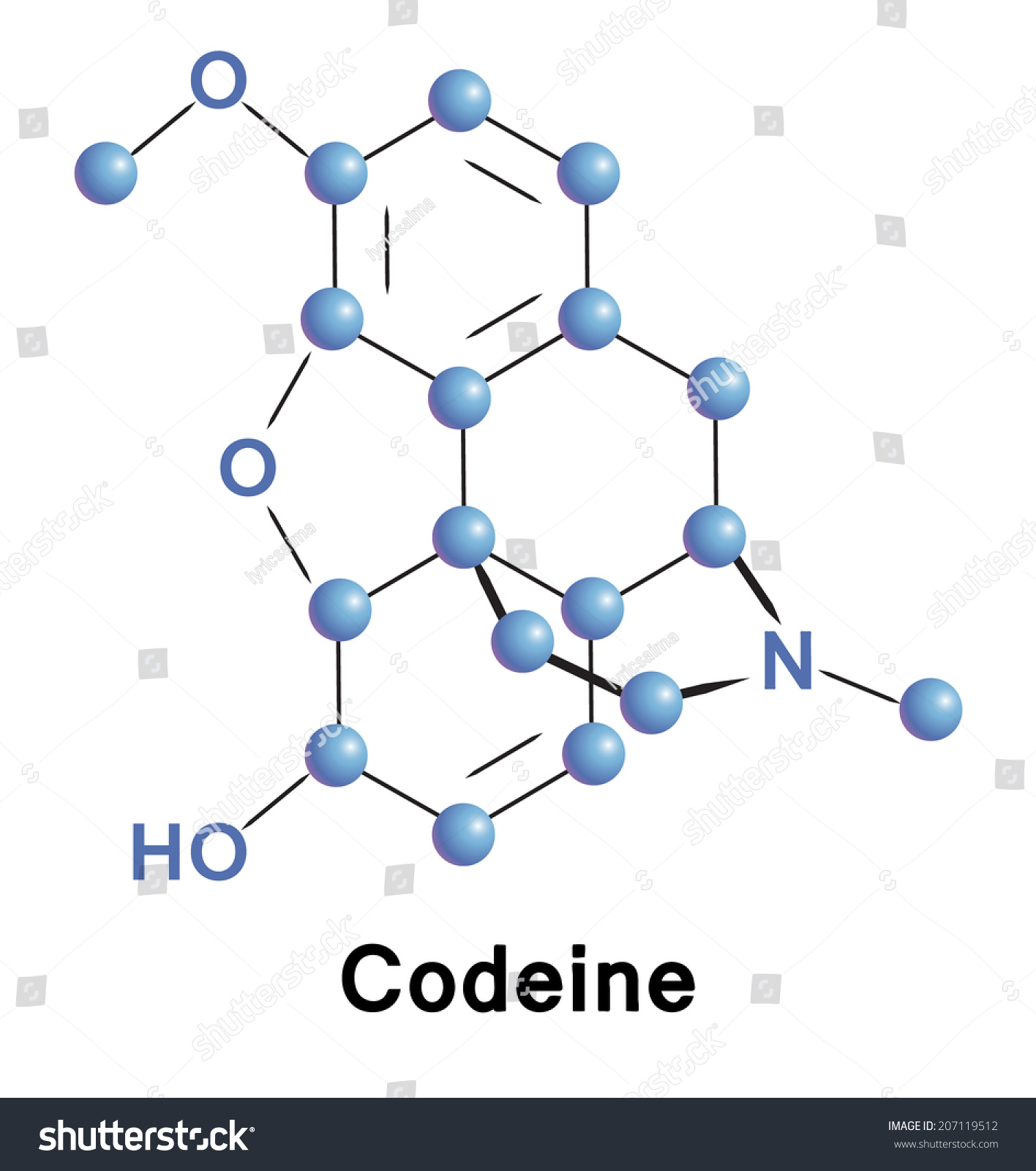 SVG of Codeine chemical compound molecular structure. Vector illustration. svg