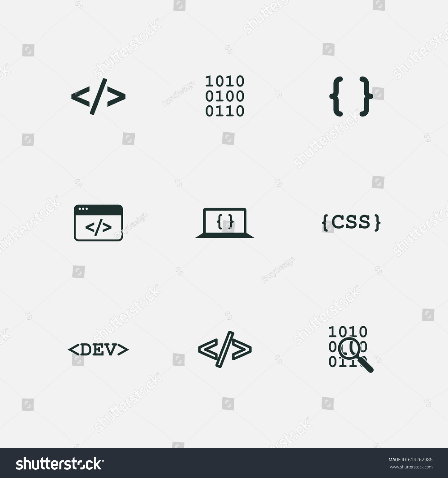 Coding Icons Set Vector Stock Vector 614262986 - Shutterstock