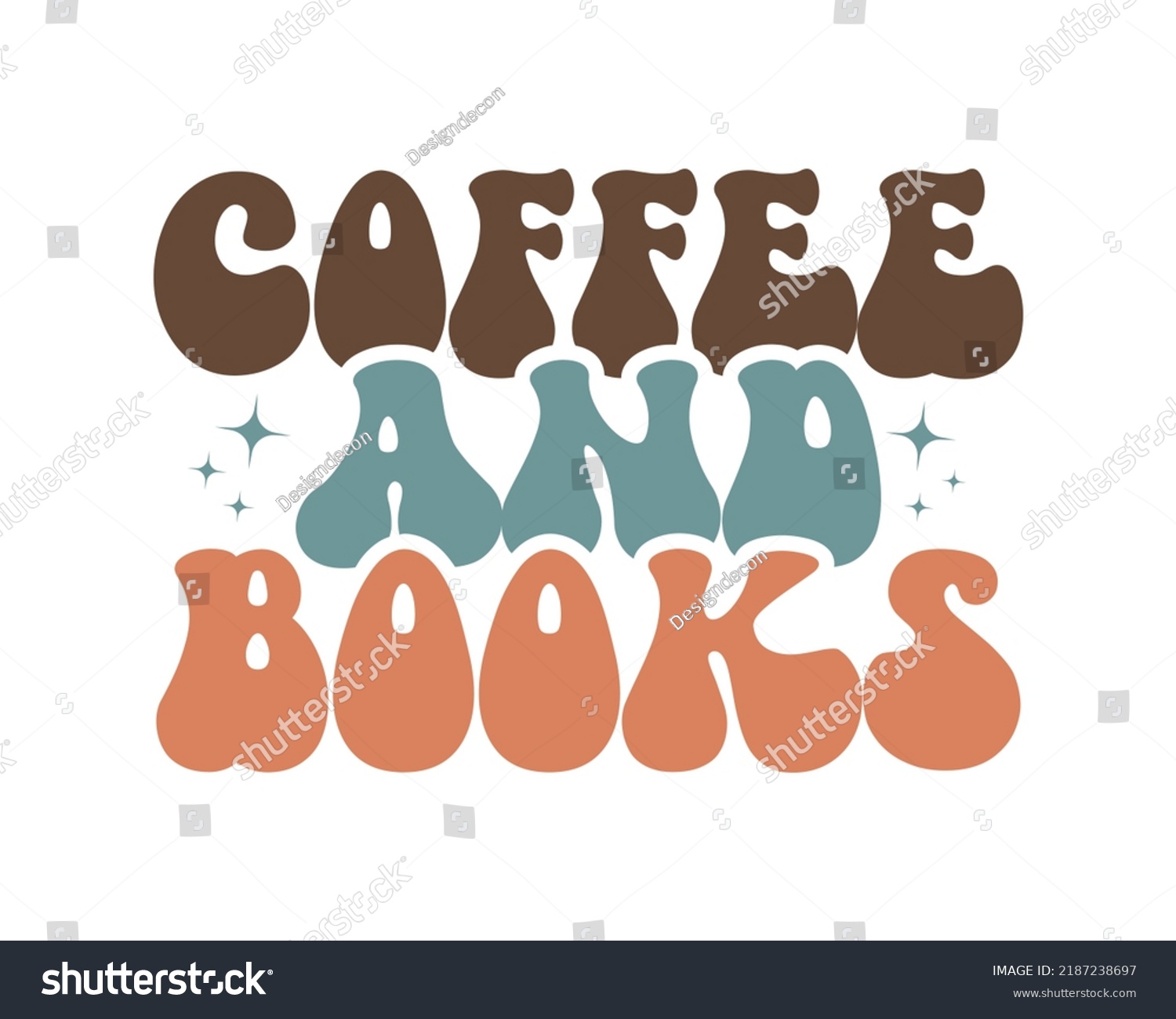 SVG of Coffee and Books Retro Reading wavy 3D typography Sublimation vector EPS on white background svg