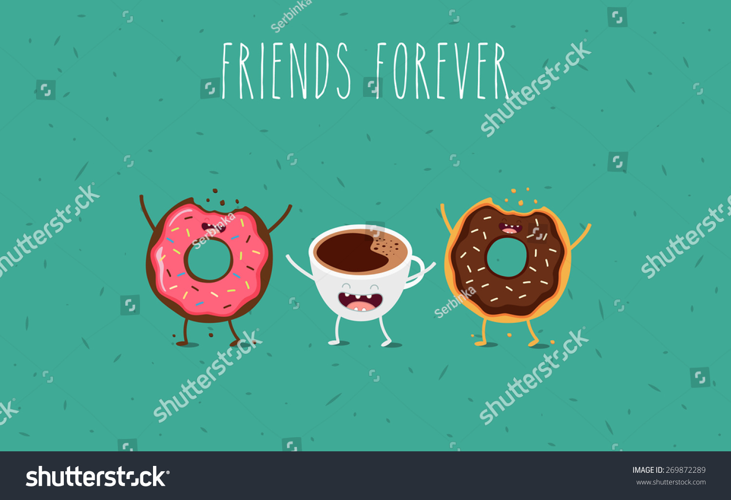 Coffee Donuts Illustration Vector Cartoon Friends Stock Vector (Royalty ...