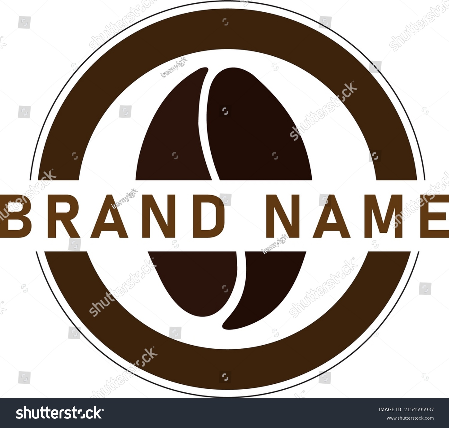 Coffee Bean Cafe Logo Design Minimal Stock Vector (Royalty Free