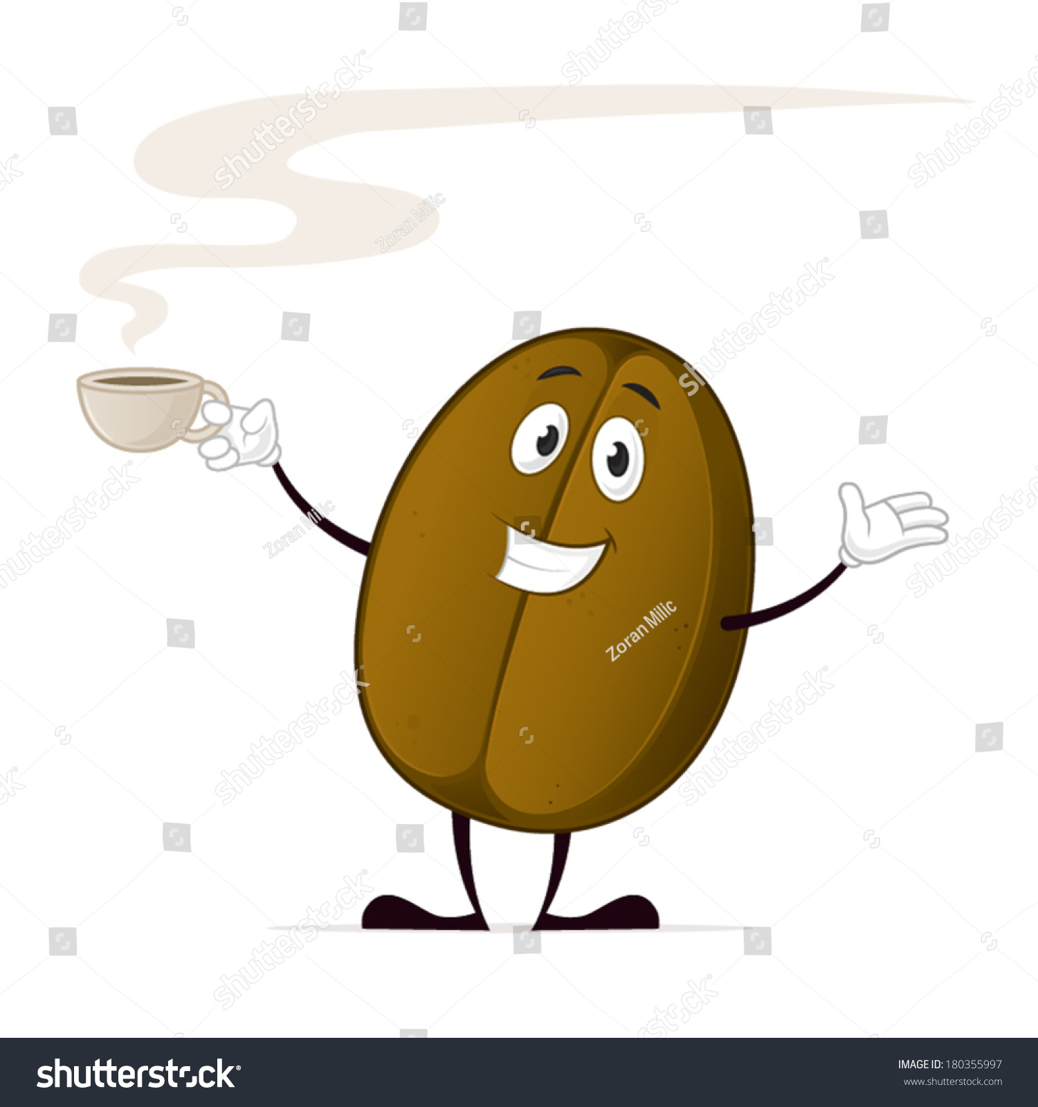 Coffee Bean Cartoon Character Stock Vector Illustration 180355997 ...