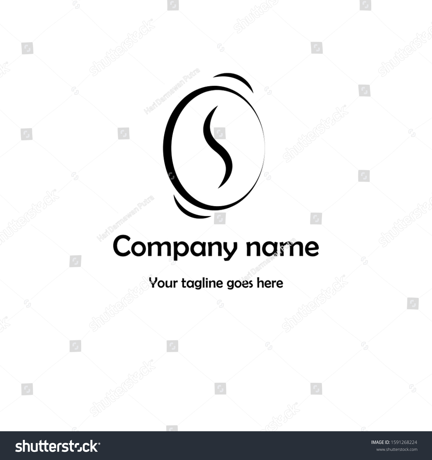 Coffee Bean Logo Line Art Design Stock Vector Royalty Free