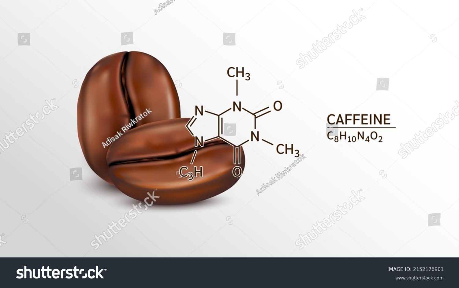 Coffee Beans Caffeine Structural Chemical Formula Stock Vector (Royalty ...