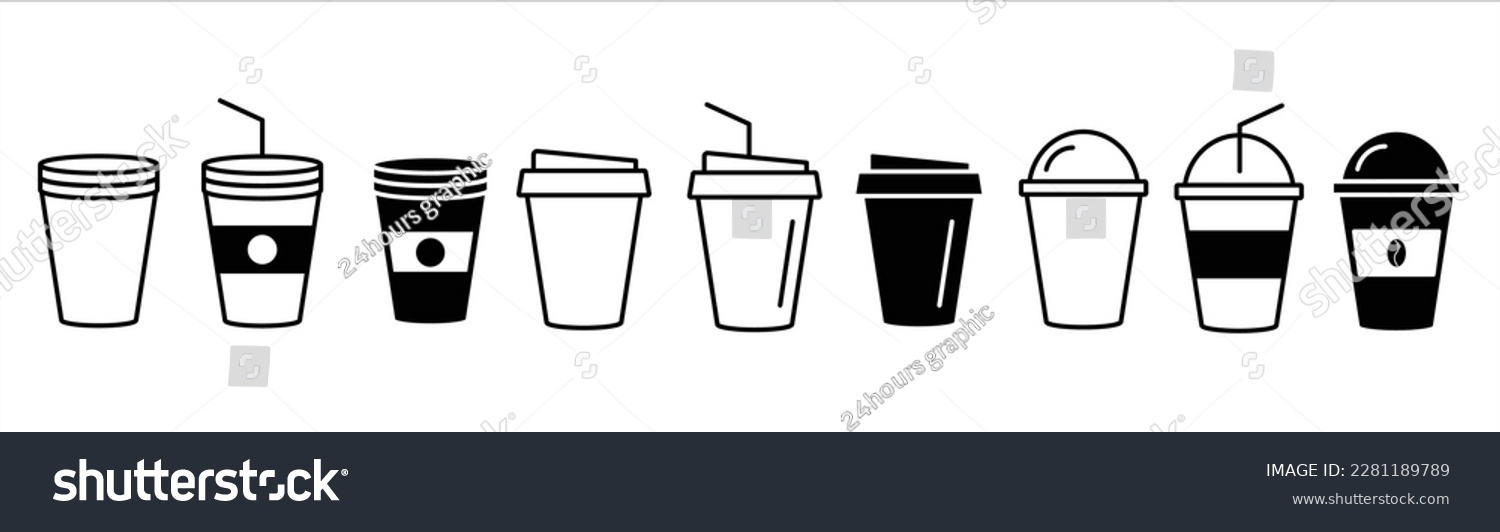 SVG of Coffee cup icon. Coffee paper cup icon set. Disposable coffee cup. Coffee cup icon with different style. Vector illustration svg