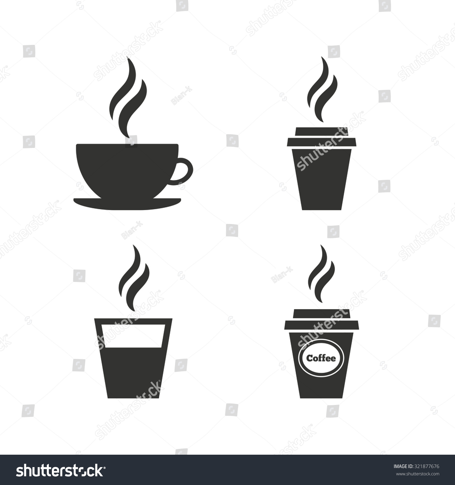 Coffee Cup Icon Hot Drinks Glasses Stock Vector 321877676 ...