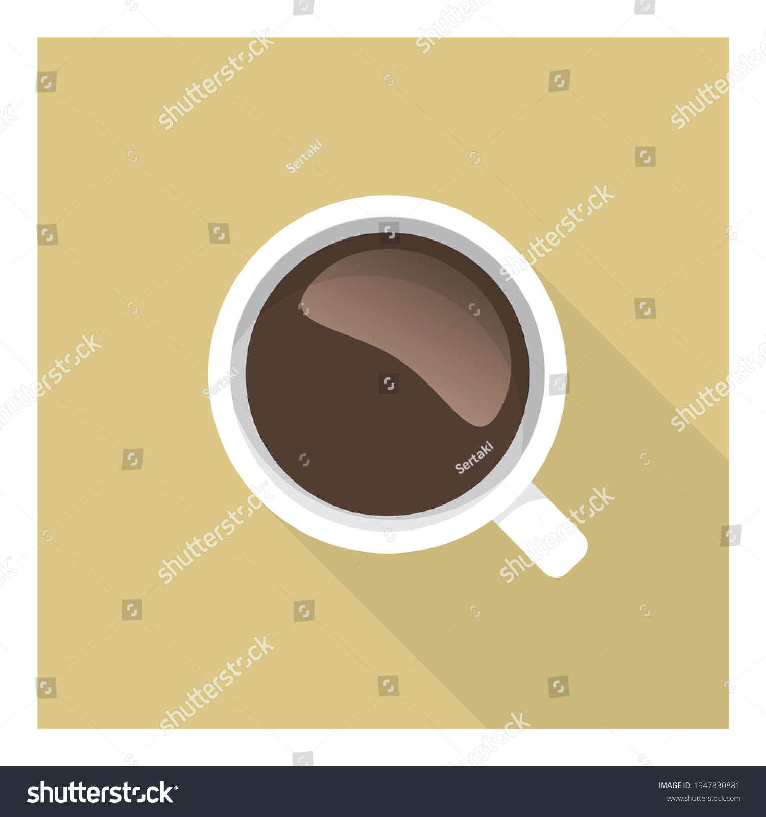 SVG of Coffee cup icon top view. Simple geometric graphic white americano coffee cup isolated on khaki background. Flat vector eps 10 illustration icon. Coffee break lover concept. Coffeemania.  svg