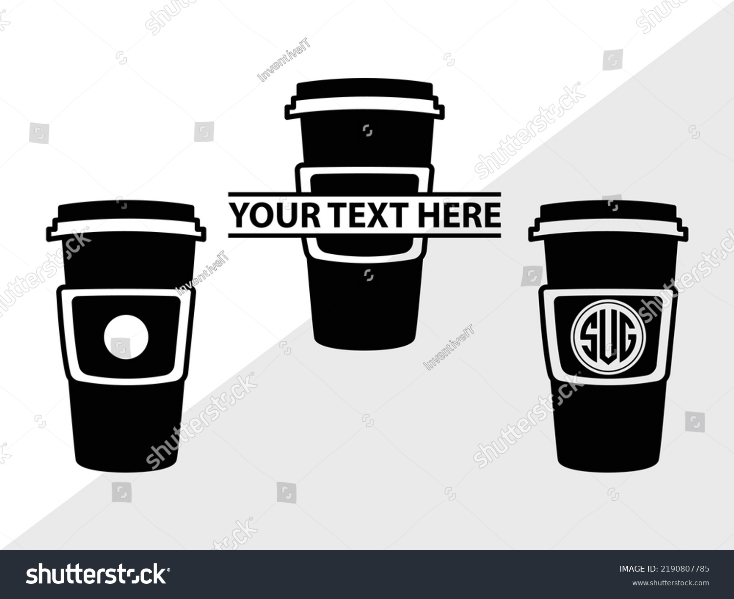SVG of Coffee Cup Monogram SVG Printable Vector Illustration svg