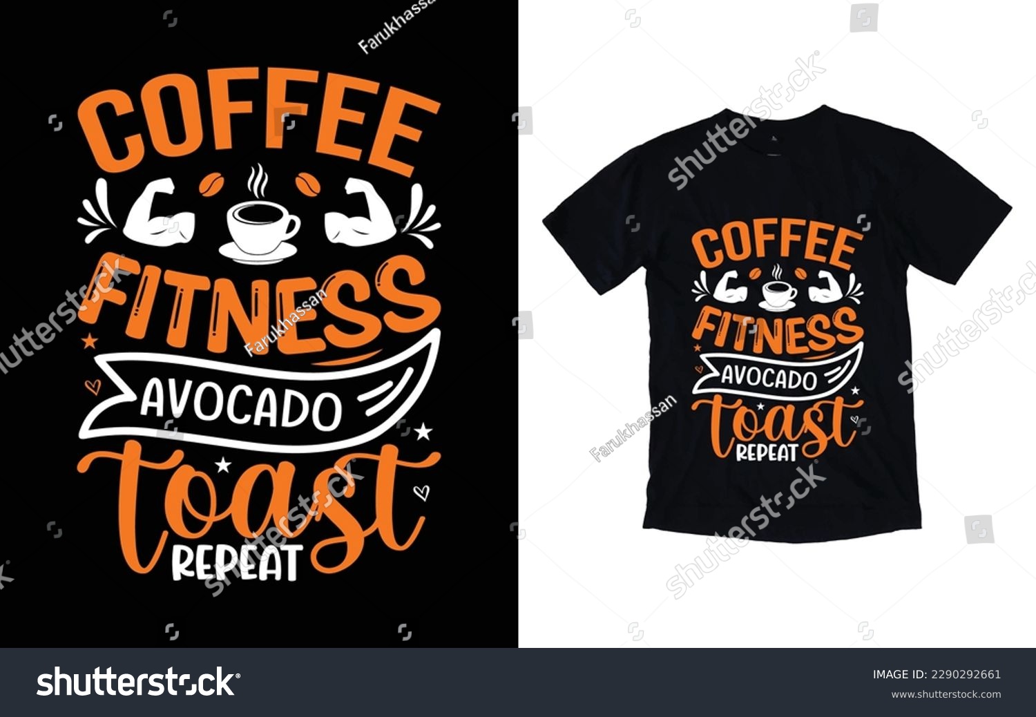 SVG of Coffee fitness avocado toast repeat quote typography t-shirt design, Coffee T-shirt Design, Cafe t-shirt Design, vector coffee illustration t-shirt Design svg