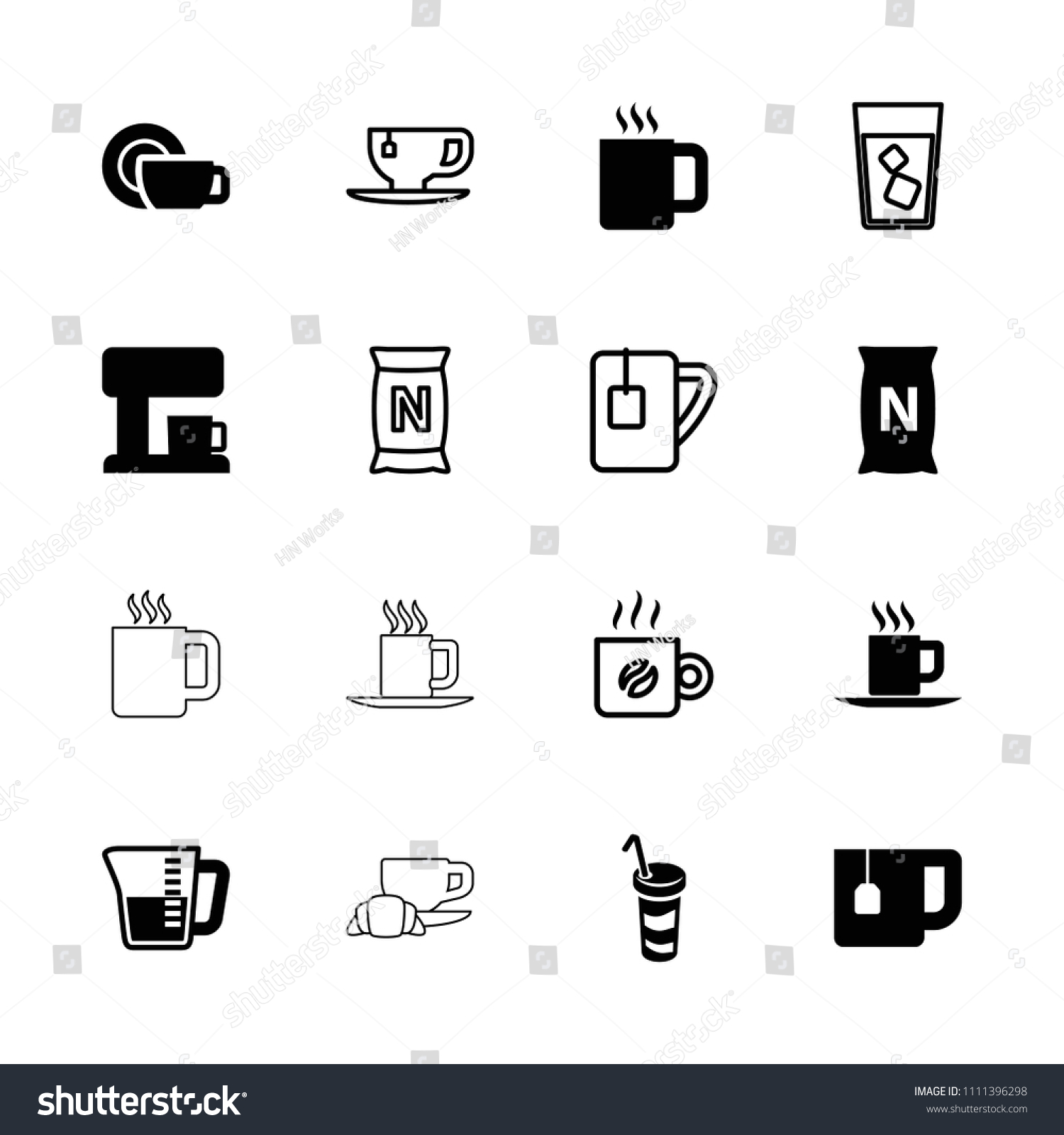Coffee Icon Collection Of 16 Filled And Outline Icons Such As Drink Bag Coffee Icon Collection Of 16 Filled And Outline Icons Such As Drink Bag