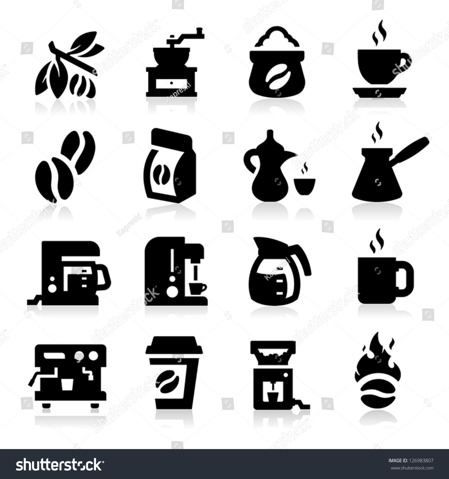 Coffee Icons Stock Vector Illustration 126983807 : Shutterstock