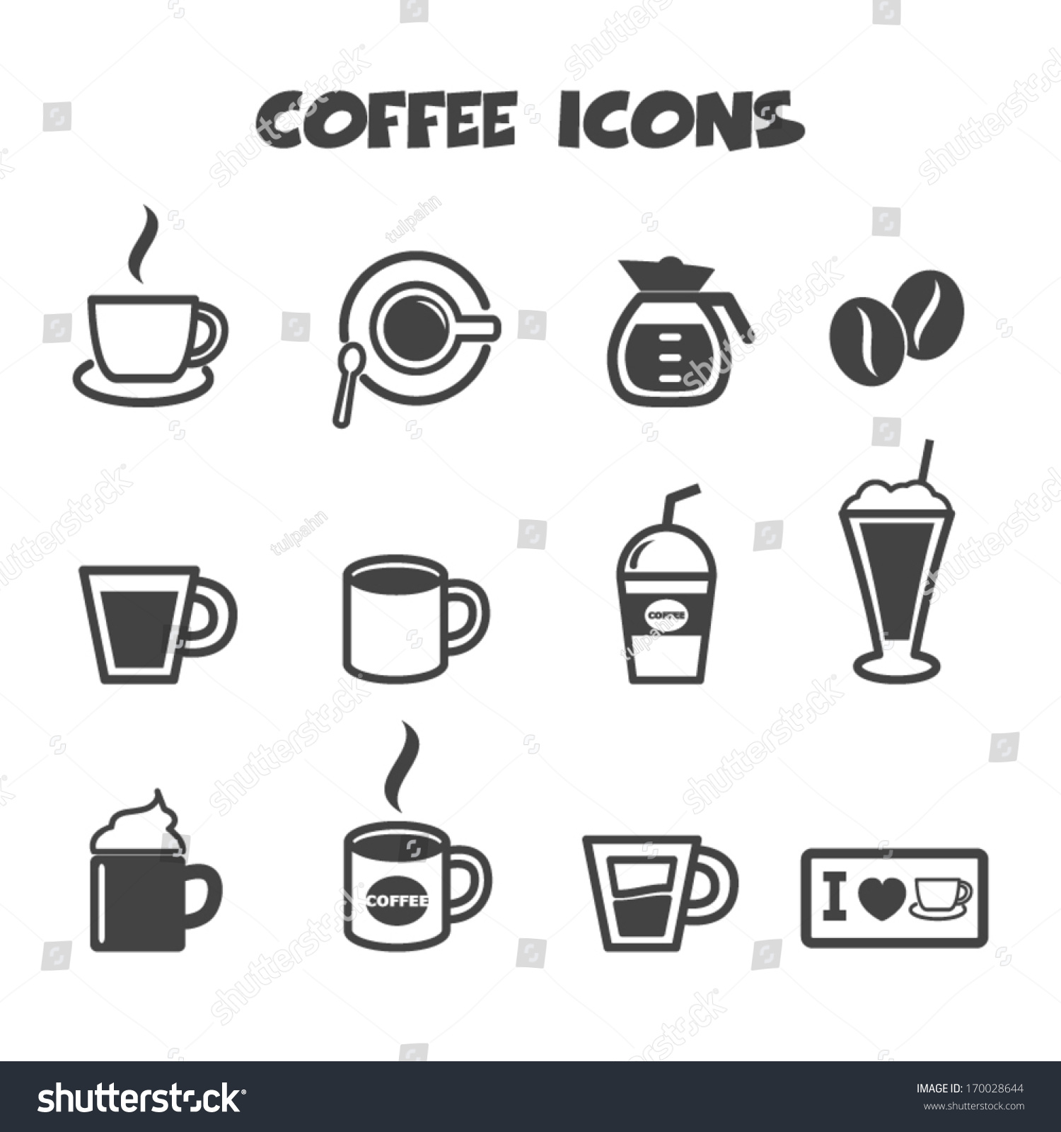 Coffee Icons Mono Vector Symbols Stock Vector 170028644 - Shutterstock