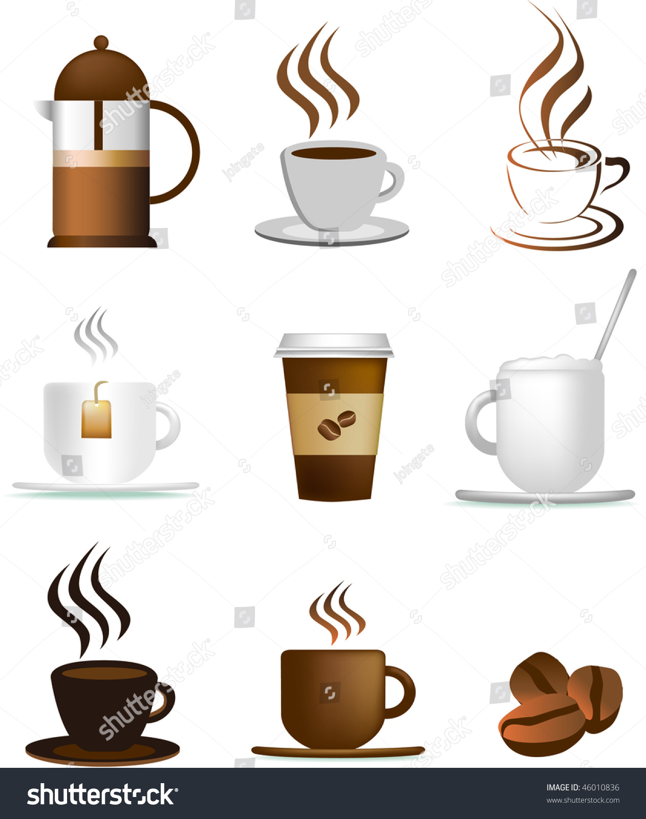 Coffee Illustration Set Of Icons And Coloured Symbols - 46010836 ...