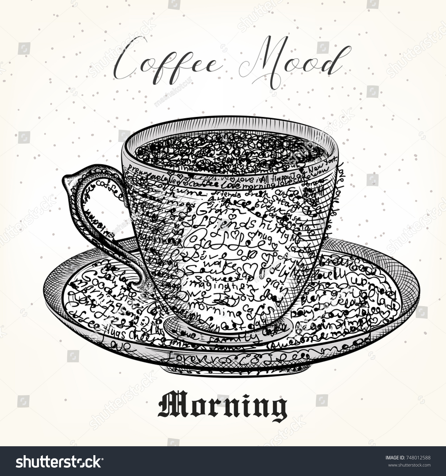 Coffee Illustration Cup Nice Positive Words Stock Vector Royalty Free