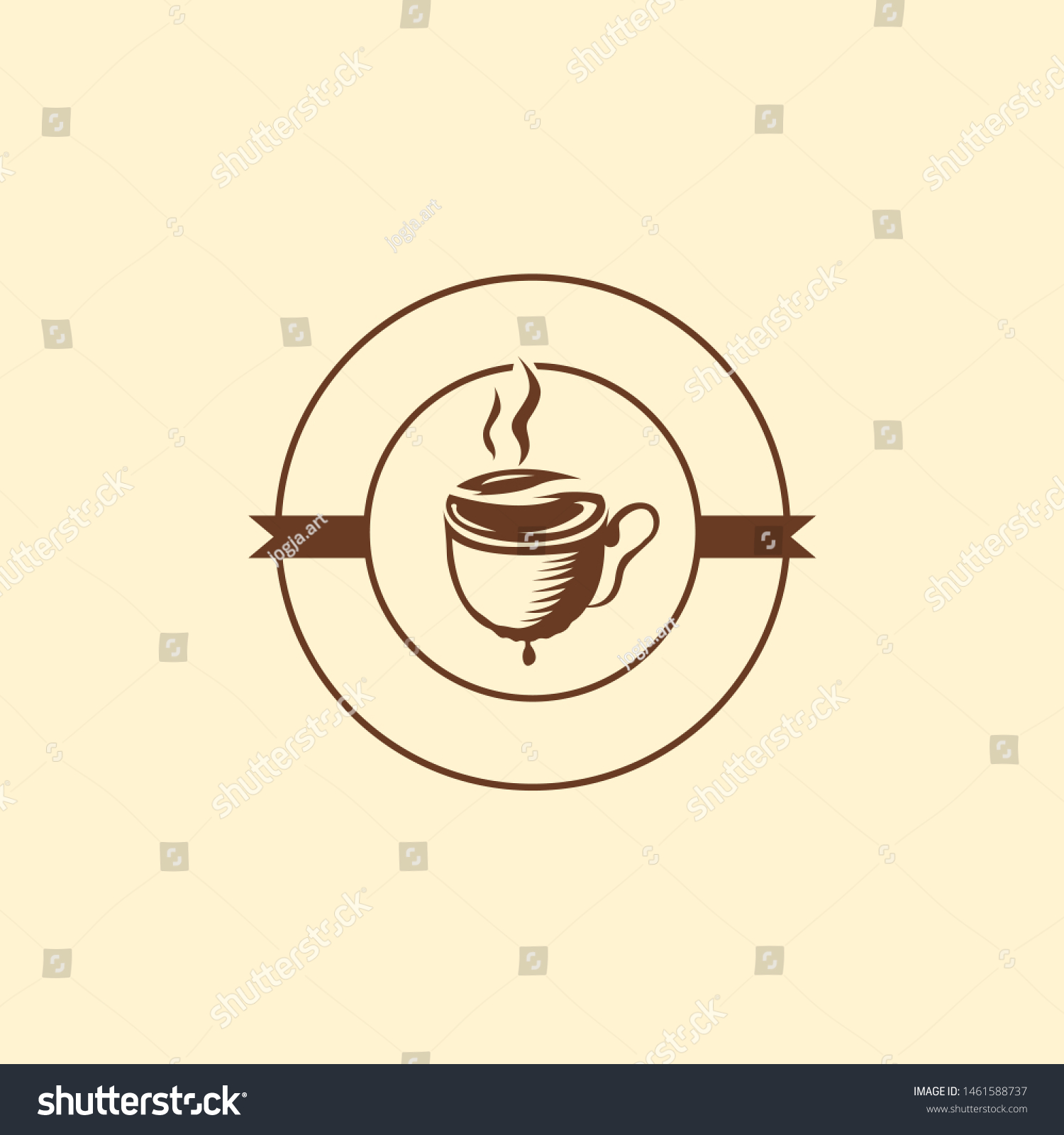 Coffee Logo Template Blank Badge Ribbon Stock Vector Royalty Free