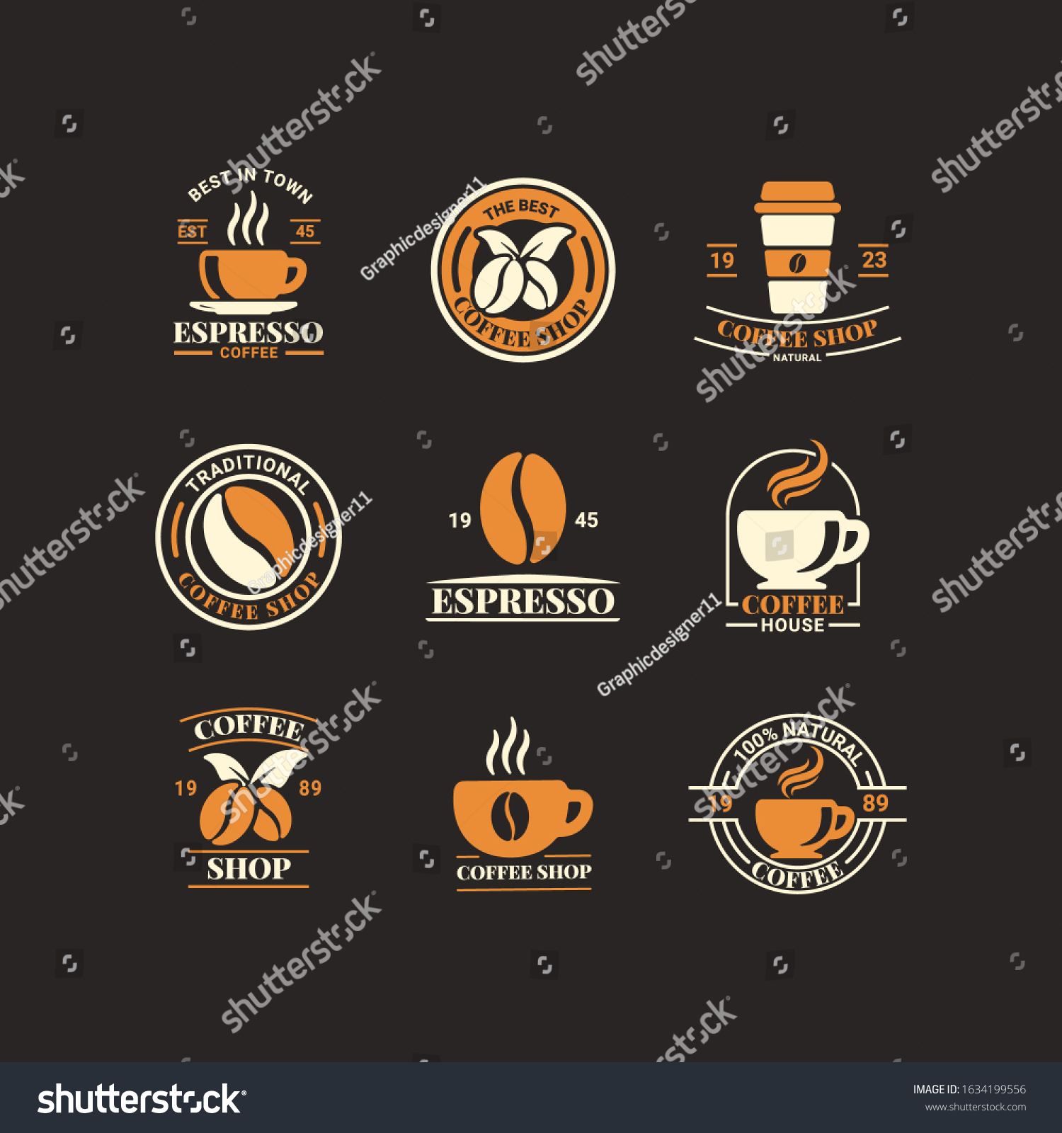 Coffee Logo Vector Illustration Emblem Set Stock Vector (Royalty Free ...