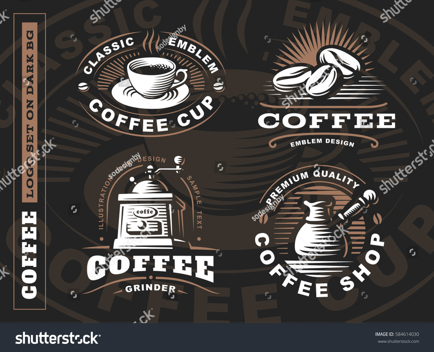 SVG of Coffee logo - vector illustration, emblem set design on black background. svg
