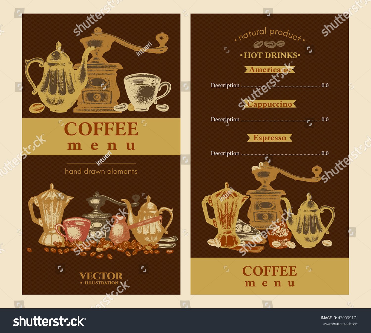 Coffee Menu Design Template Art Stock Vector (Royalty Free) 470099171 ...