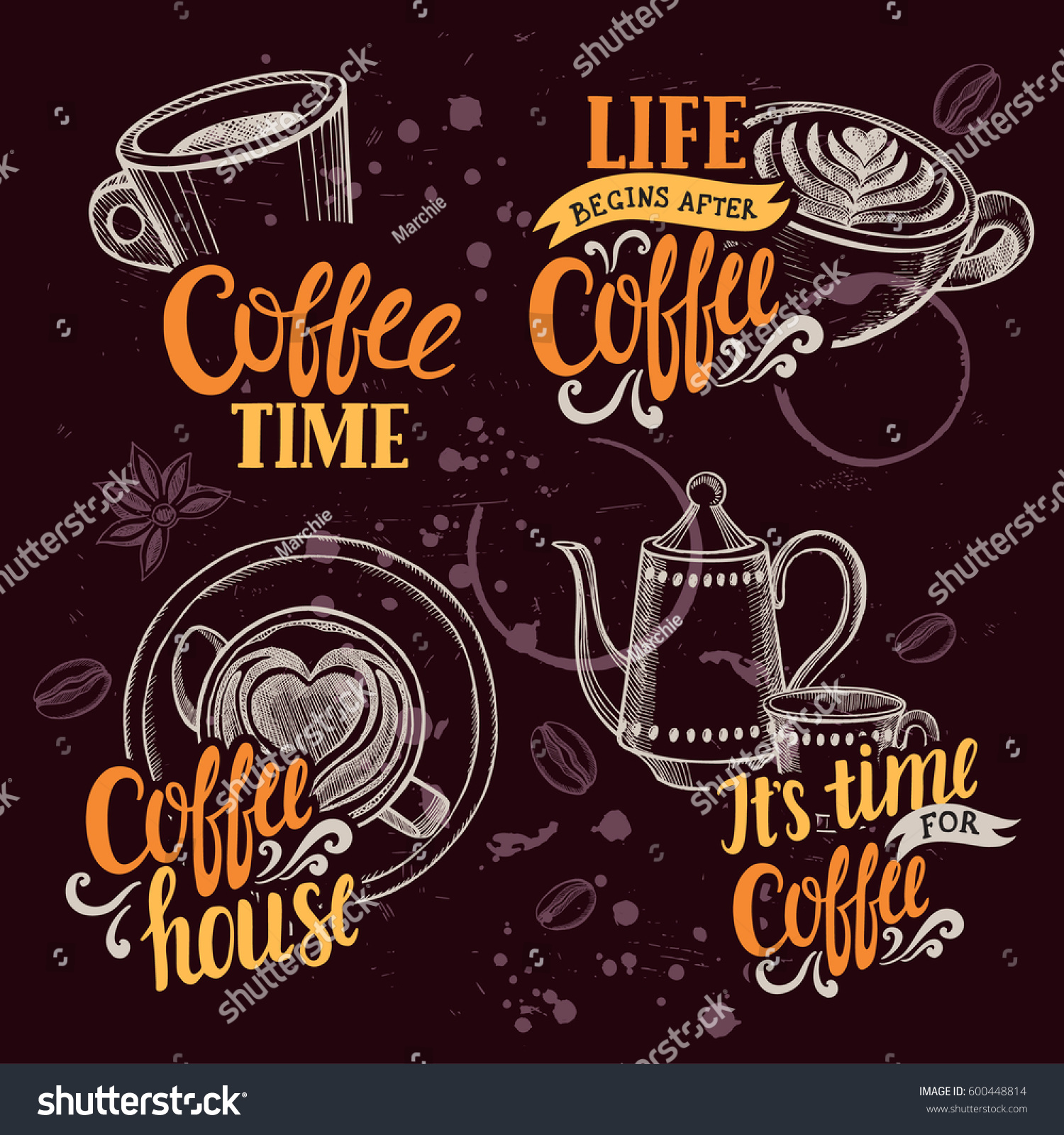 Coffee Menu Graphic Element Restaurant Cafe Stock Vector Royalty Free 600448814