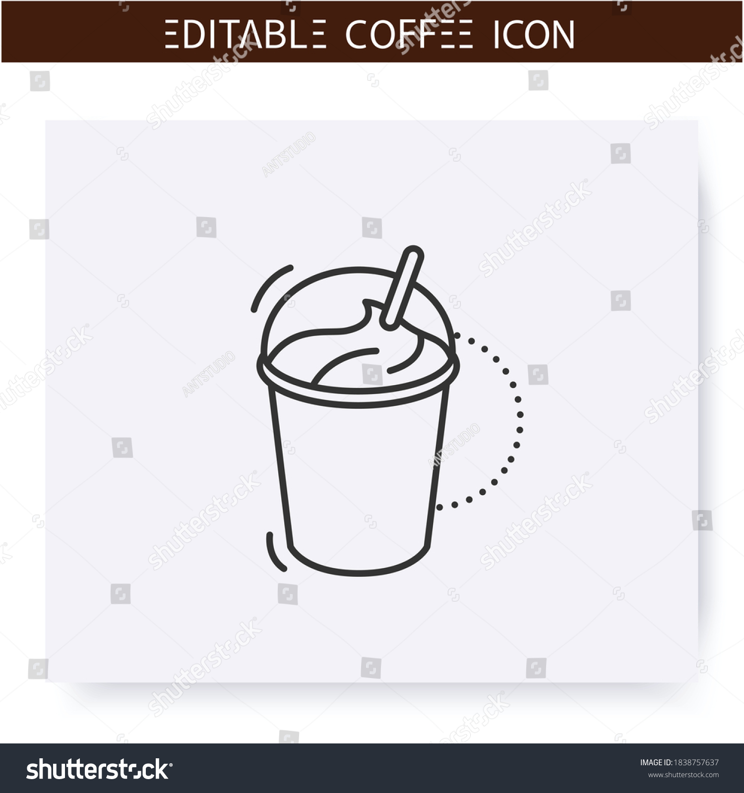 SVG of Coffee milkshake line icon.Type of coffee drink with blending milk and ice cream. Coffeehouse menu. Different caffeine drinks receipts concept. Isolated vector illustration. Editable stroke svg