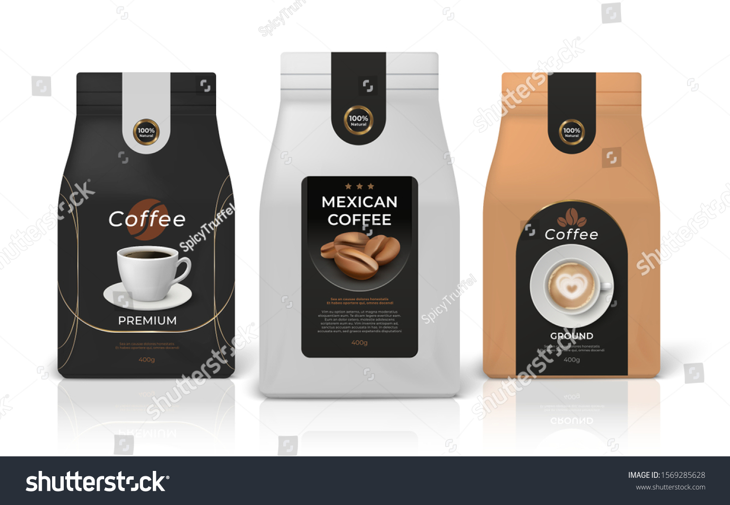 Download Coffee Package Mockup Realistic Food Pack Stock Vector Royalty Free 1569285628 3D SVG Files Ideas | SVG, Paper Crafts, SVG File