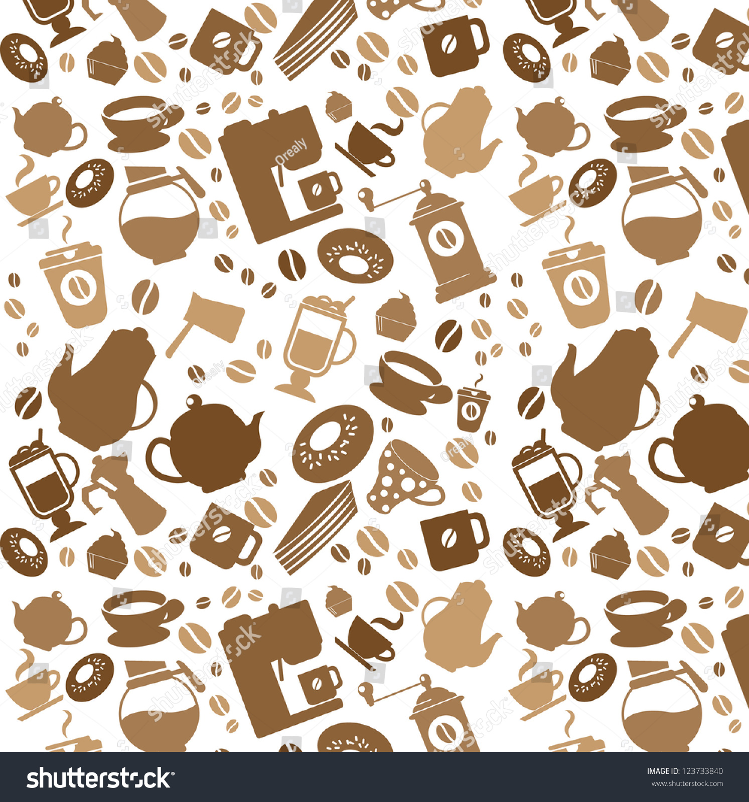 Coffee Pattern Stock Vector Illustration 123733840 : Shutterstock