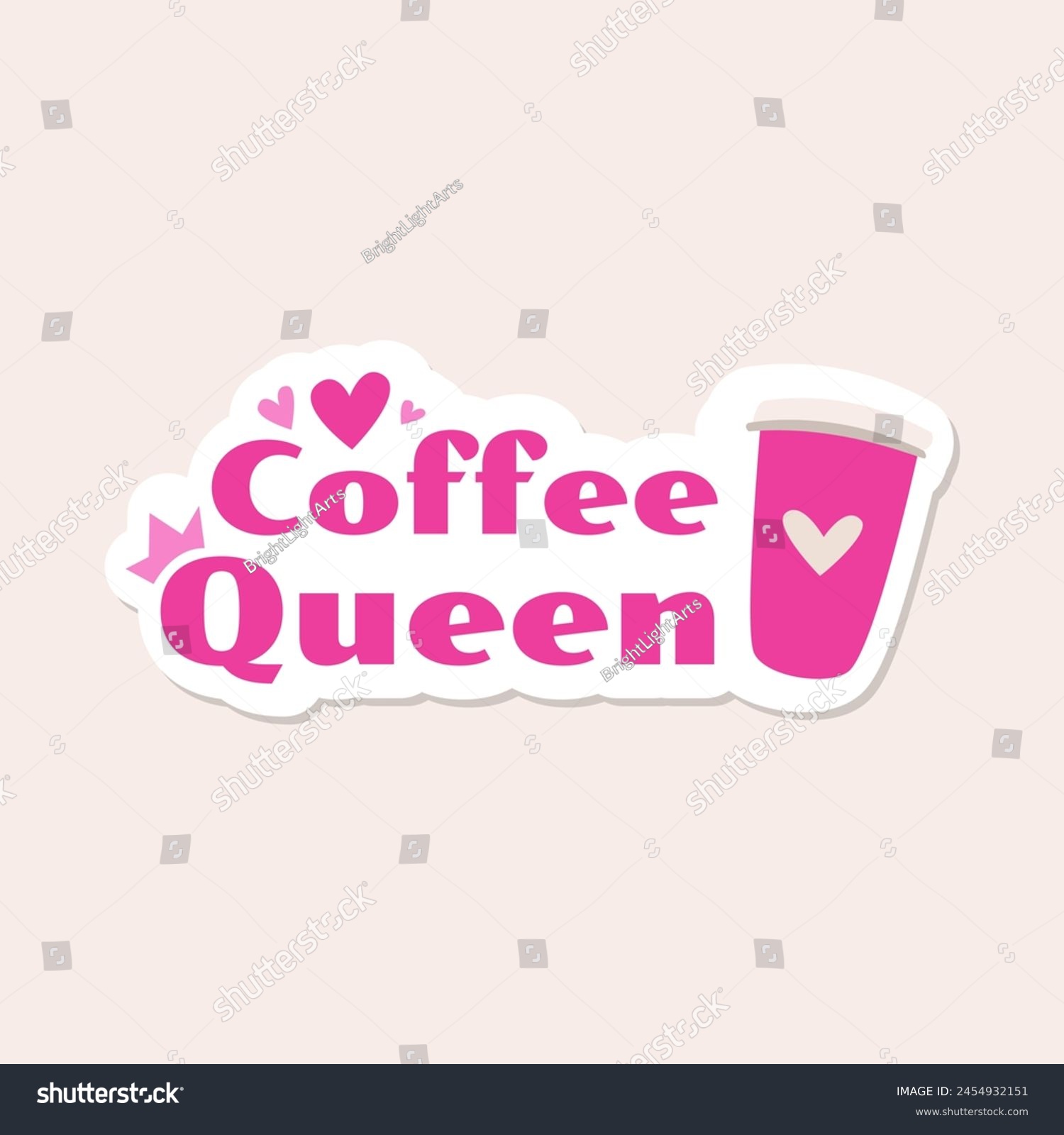 SVG of Coffee queen text girl coffee lover office sticker icon design vector svg