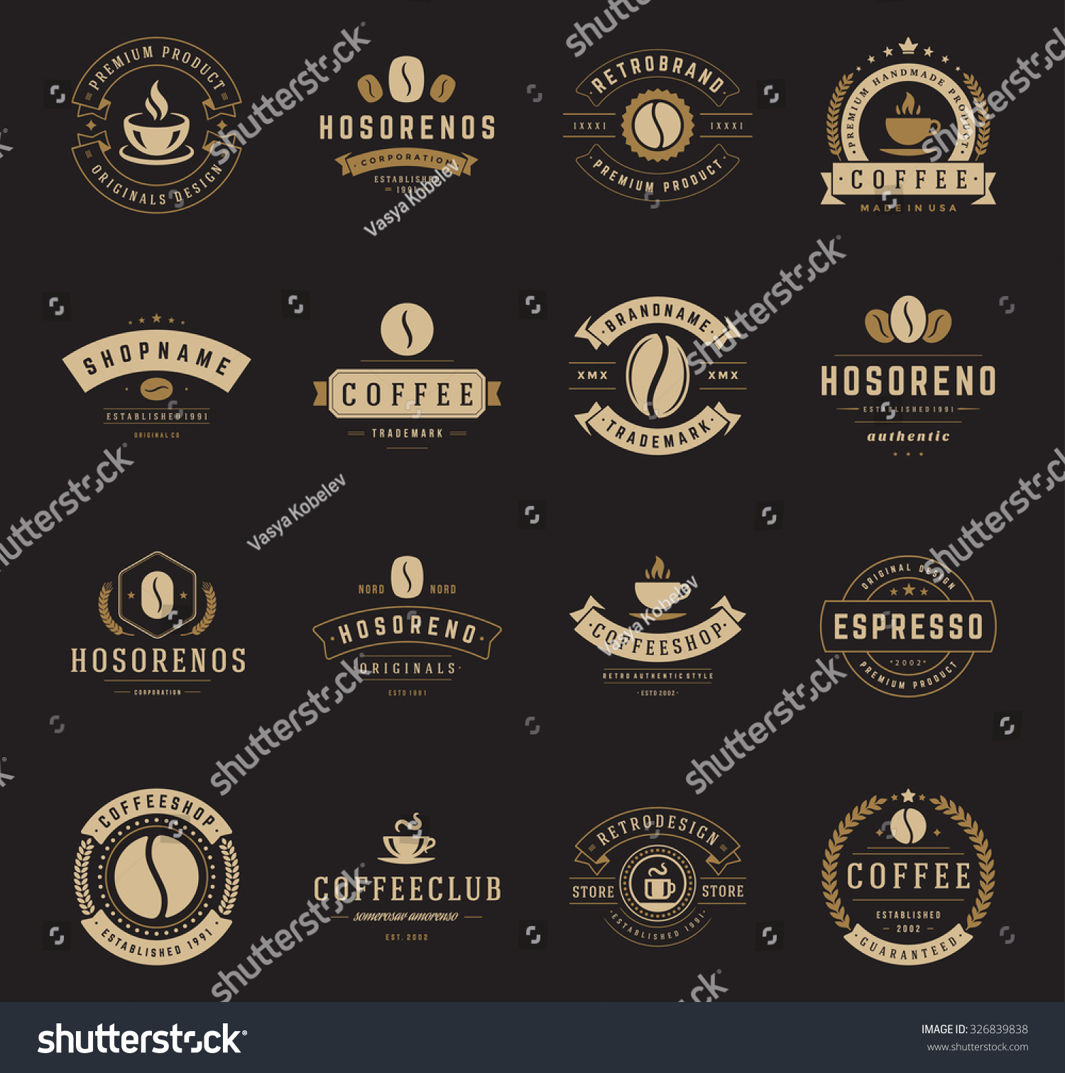 Coffee Shop Logos Badges Labels Design Stock Vector Royalty Free