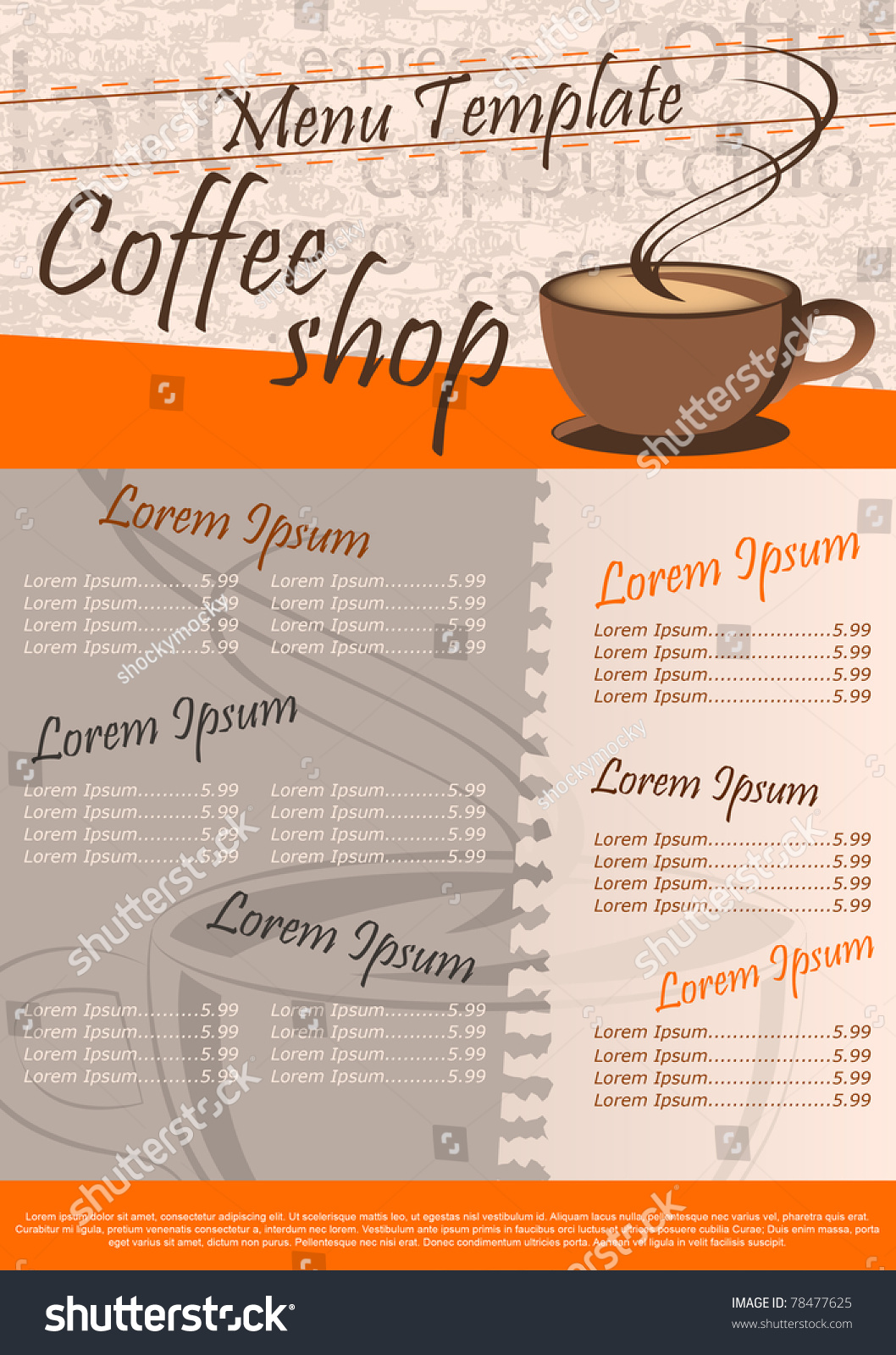 coffee shop menu template vector illustration stock vector