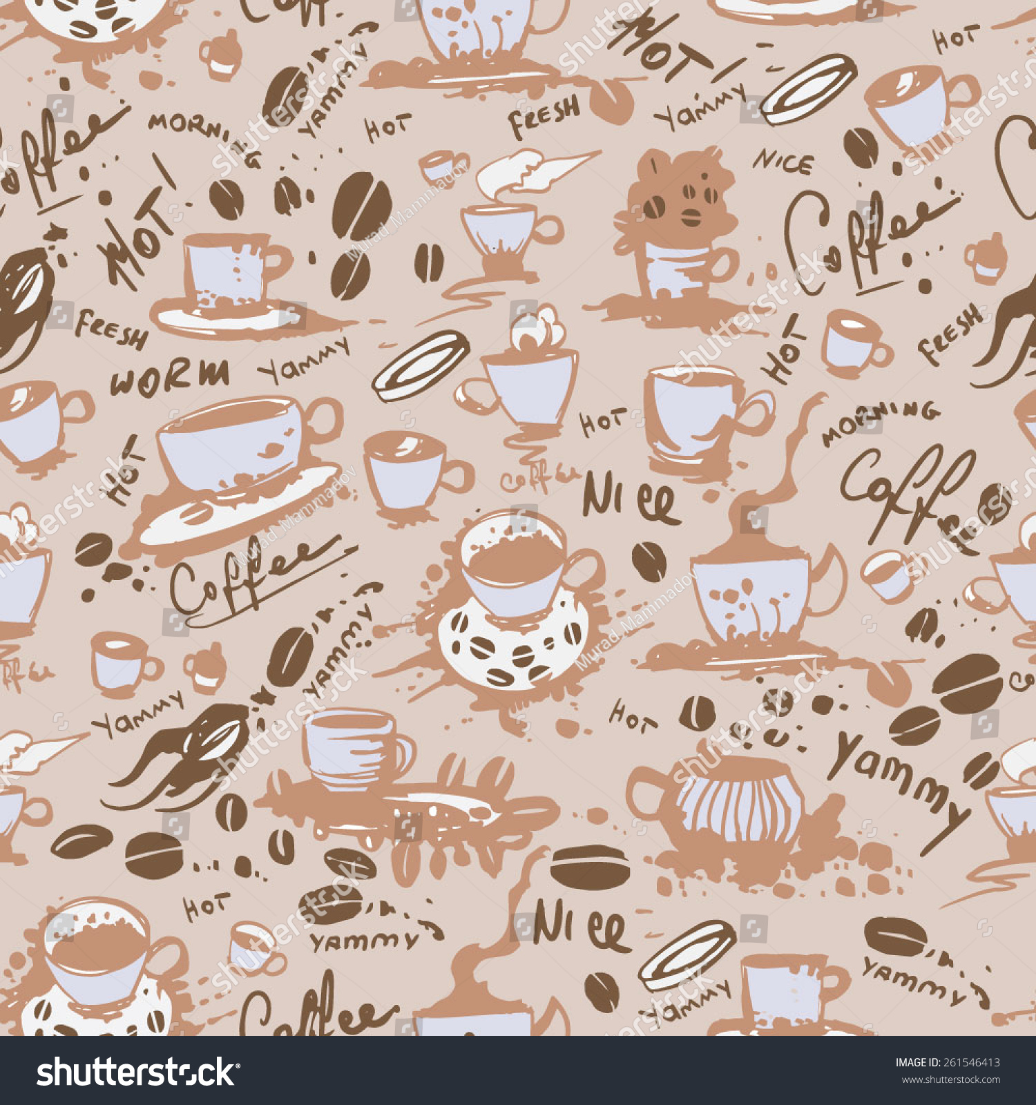 Coffee Time Background Texture Illustration Wallpaper Stock Vector Royalty Free