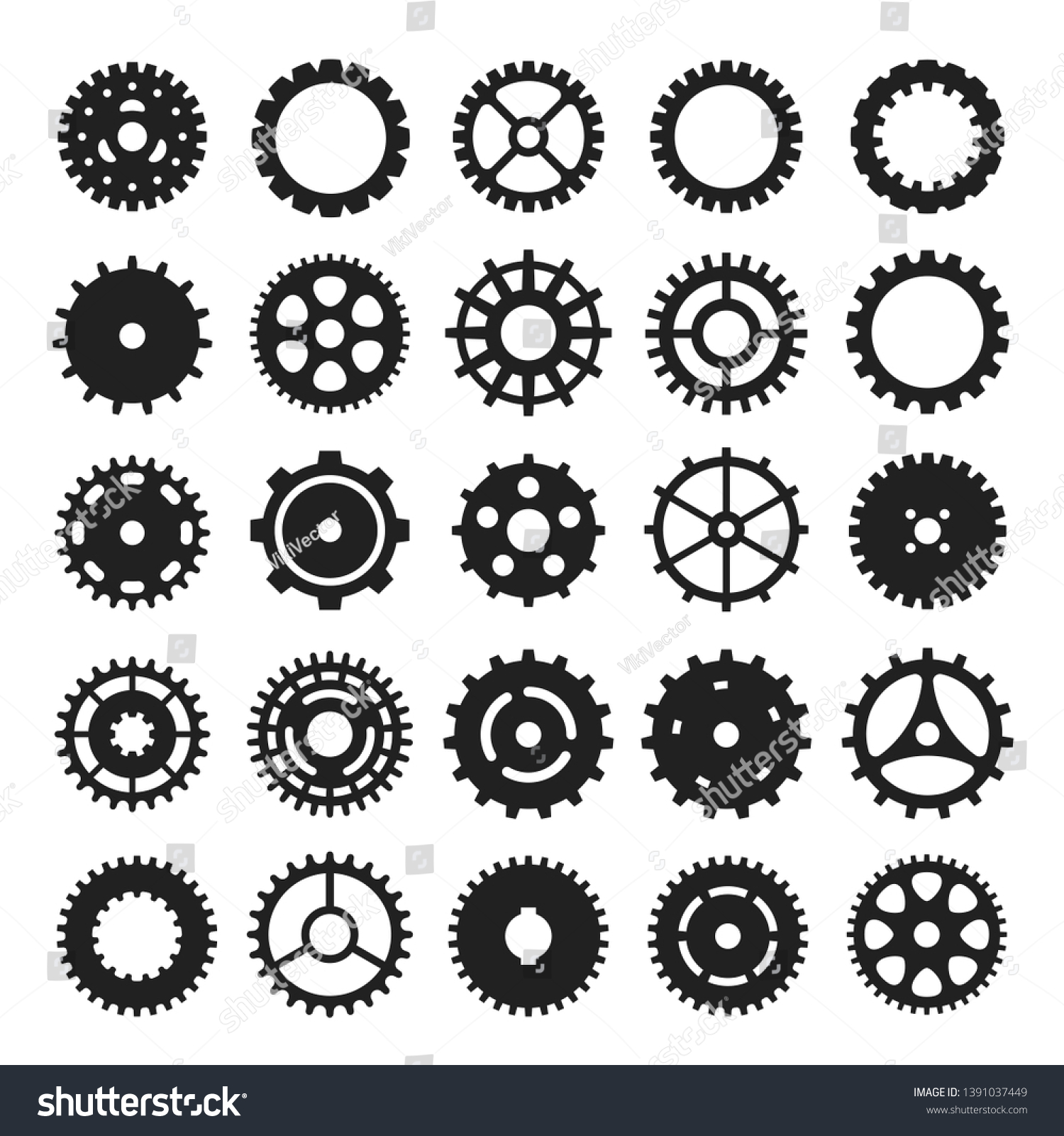 Cogs Gears Icon Set Mechanism Machinery Stock Vector (Royalty Free ...