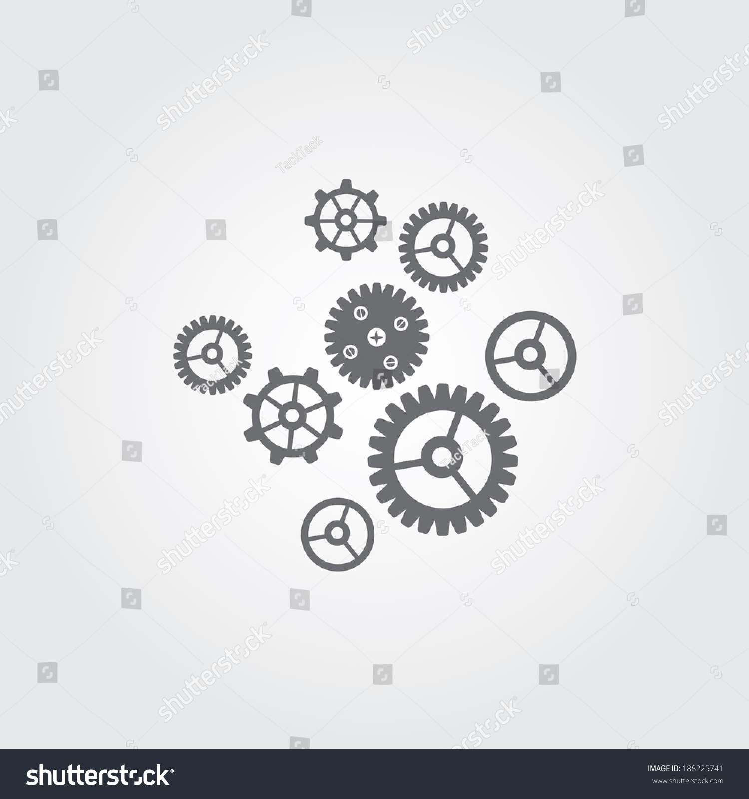 Cogwheel Symbol On Gray Background Stock Vector Illustration 188225741 ...