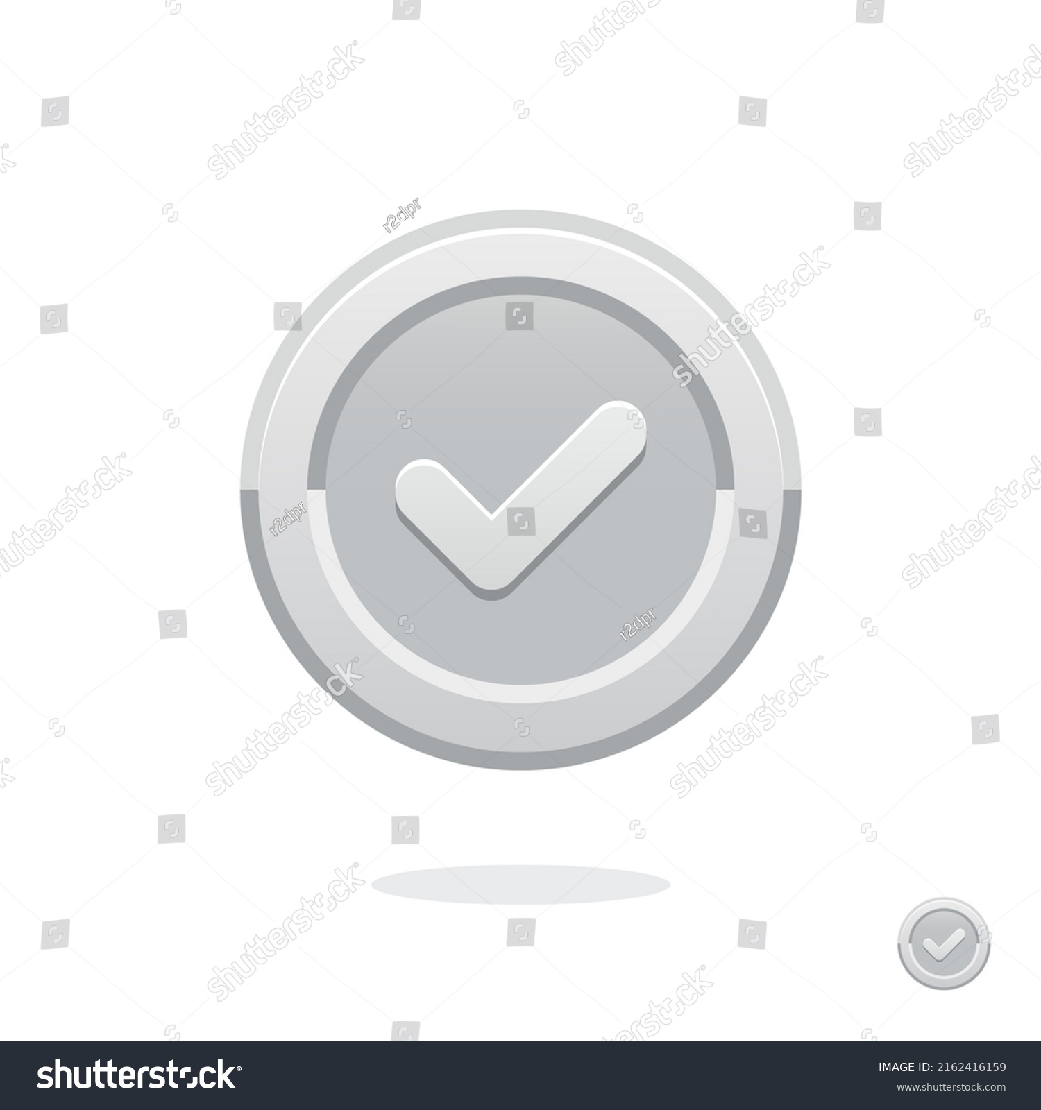 Coin Icon Silver Medal Coin Check Stock Vector Royalty Free Shutterstock