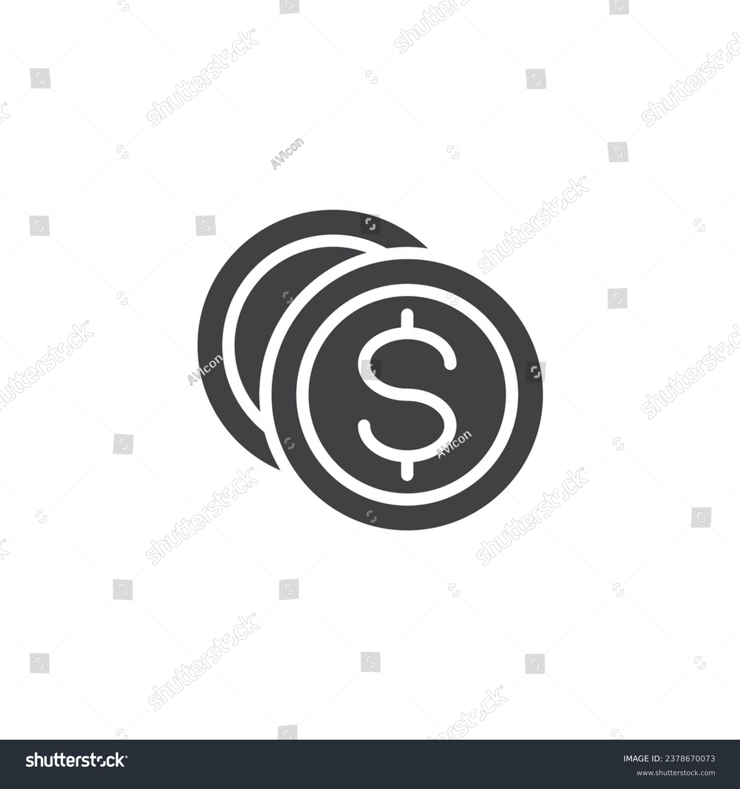 SVG of Coins  money vector icon. filled flat sign for mobile concept and web design. Dollar Coins glyph icon. Symbol, logo illustration. Vector graphics svg