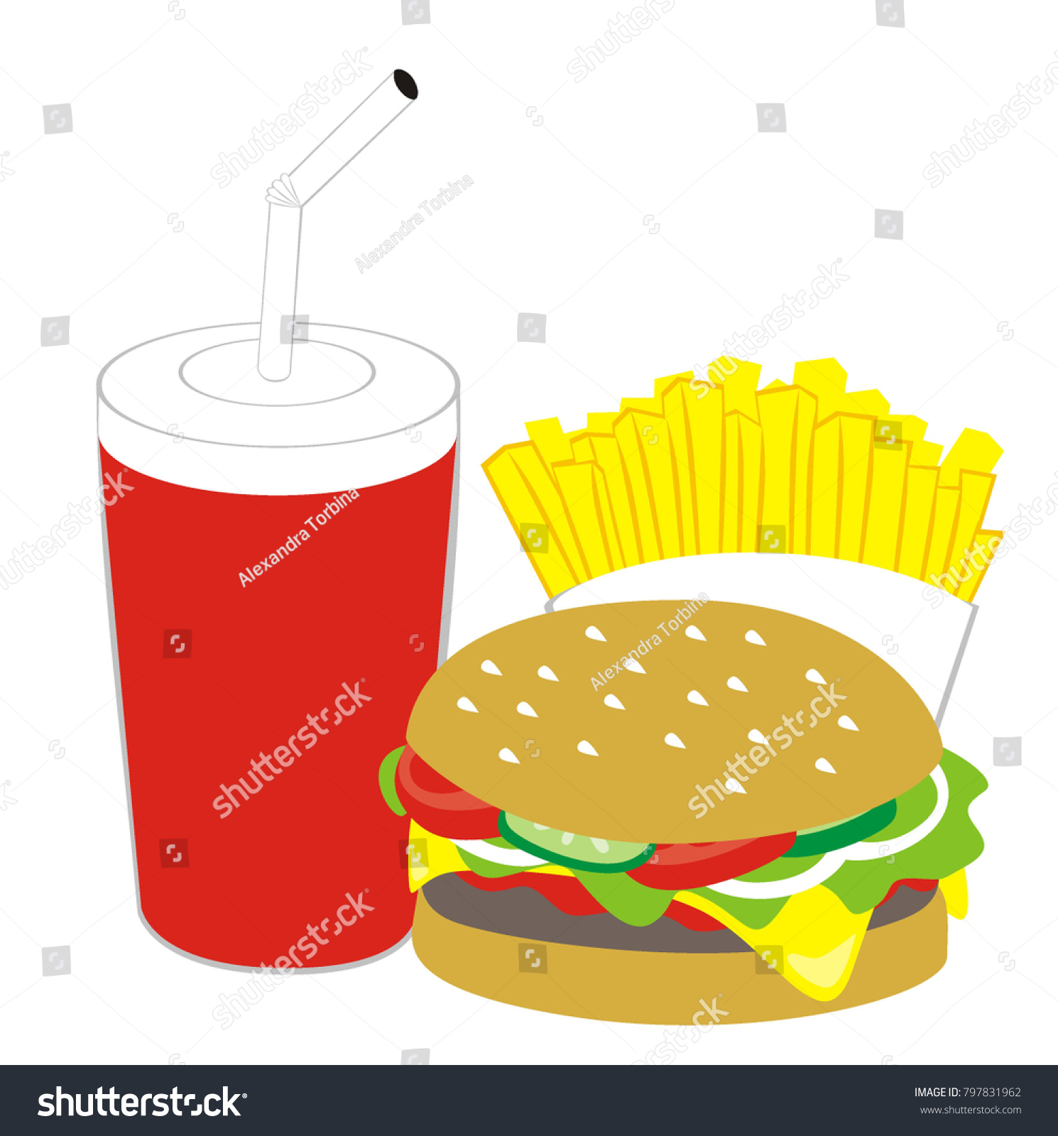 Coke Hamburger French Fries Stock Vector (Royalty Free) 797831962