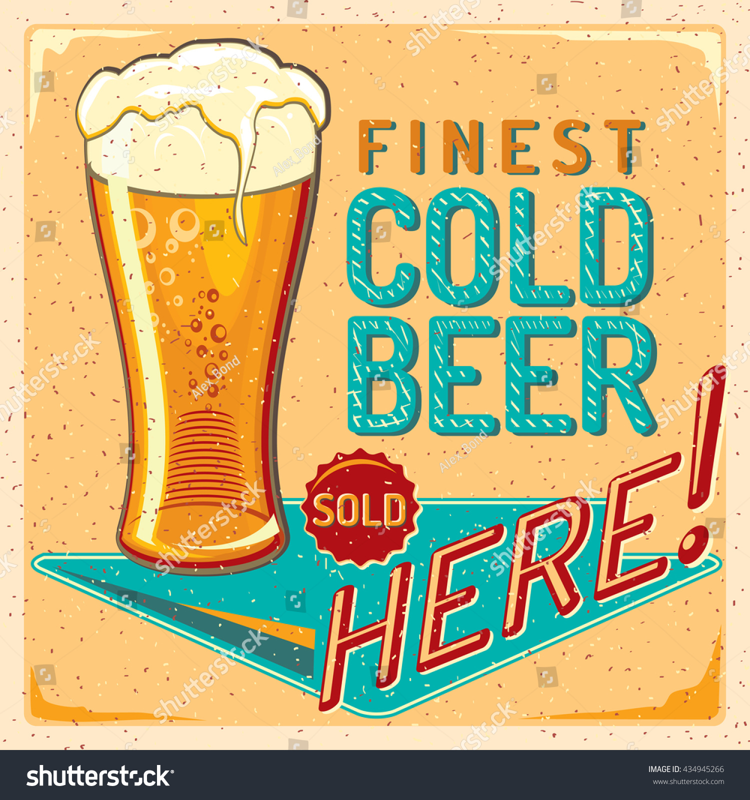 bottle beer art vector Vector Stock Cold Beer Vintage 434945266 Sign Advertising